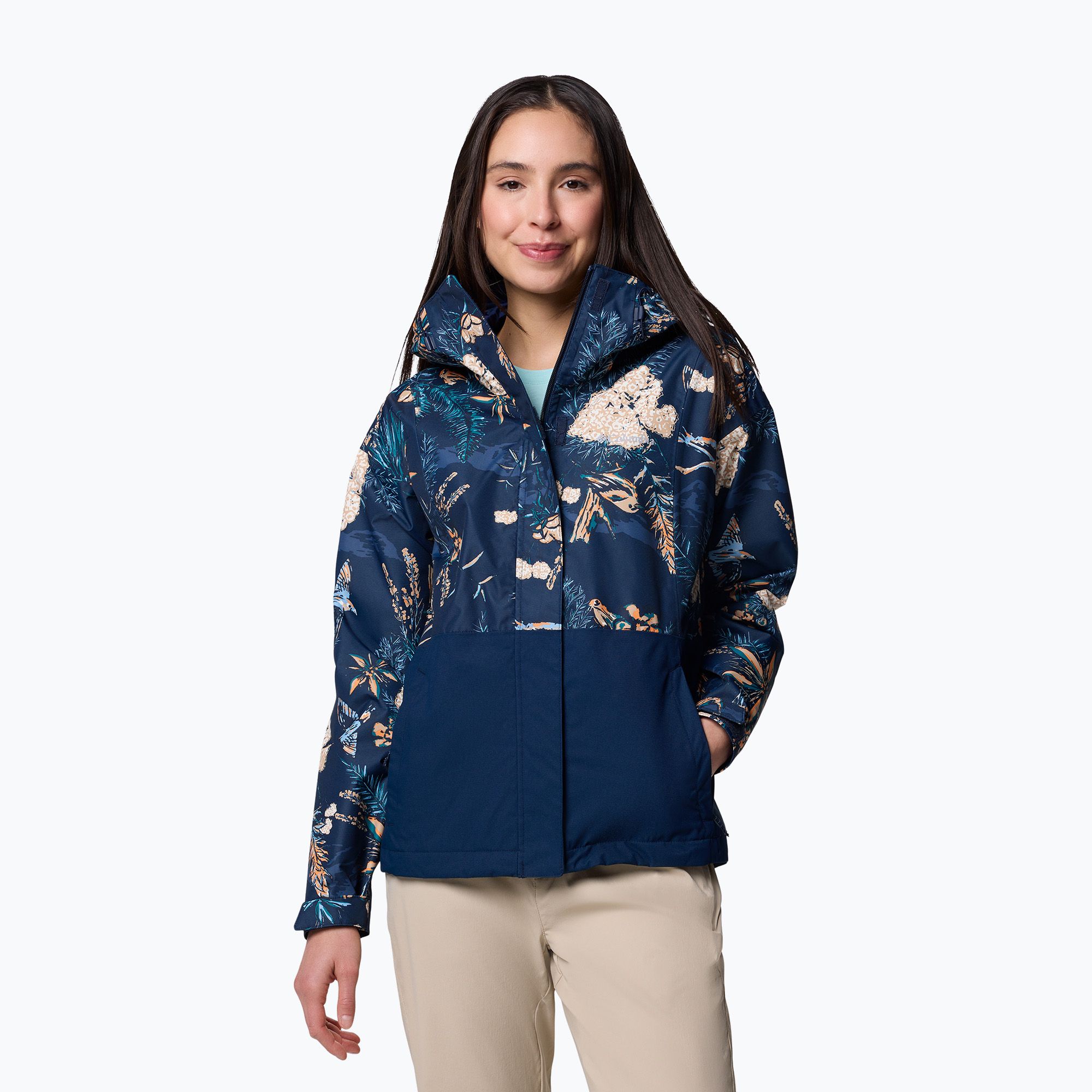 Kurtka hybrydowa damska Columbia Hikebound Printed collegiate navy 