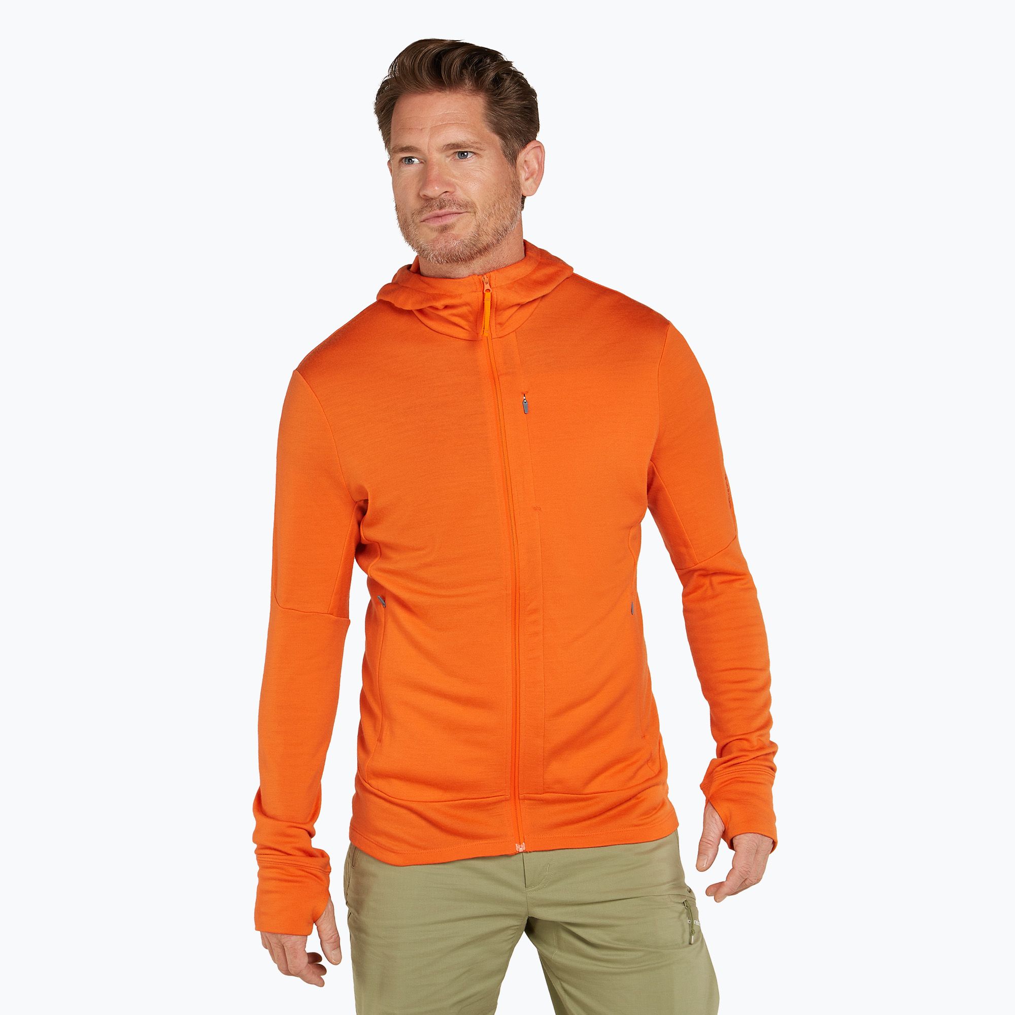 Bluza trekkingowa męska icebreaker Merino 260 Quantum IV Zip Hoodie blaze 
