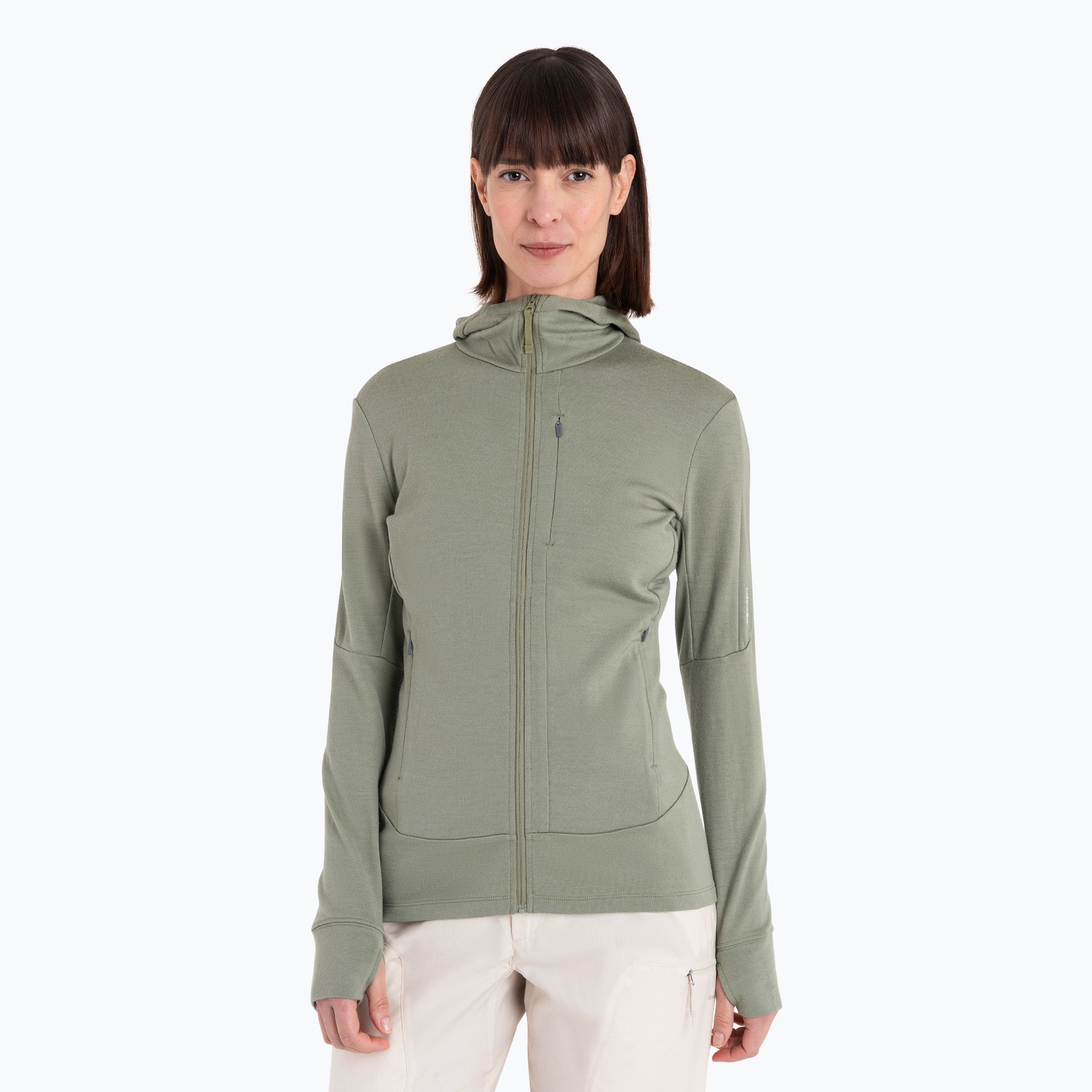 Bluza trekkingowa damska icebreaker Merino 260 Quantum IV Zip Hoodie lichen 