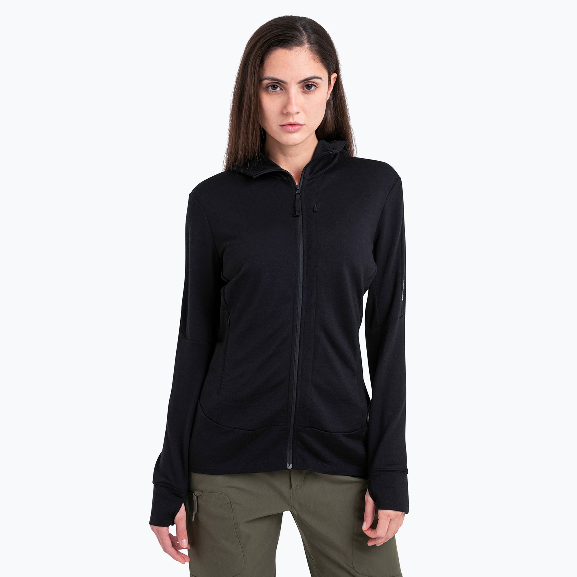 Bluza trekkingowa damska icebreaker Merino 260 Quantum IV Zip Hoodie black 