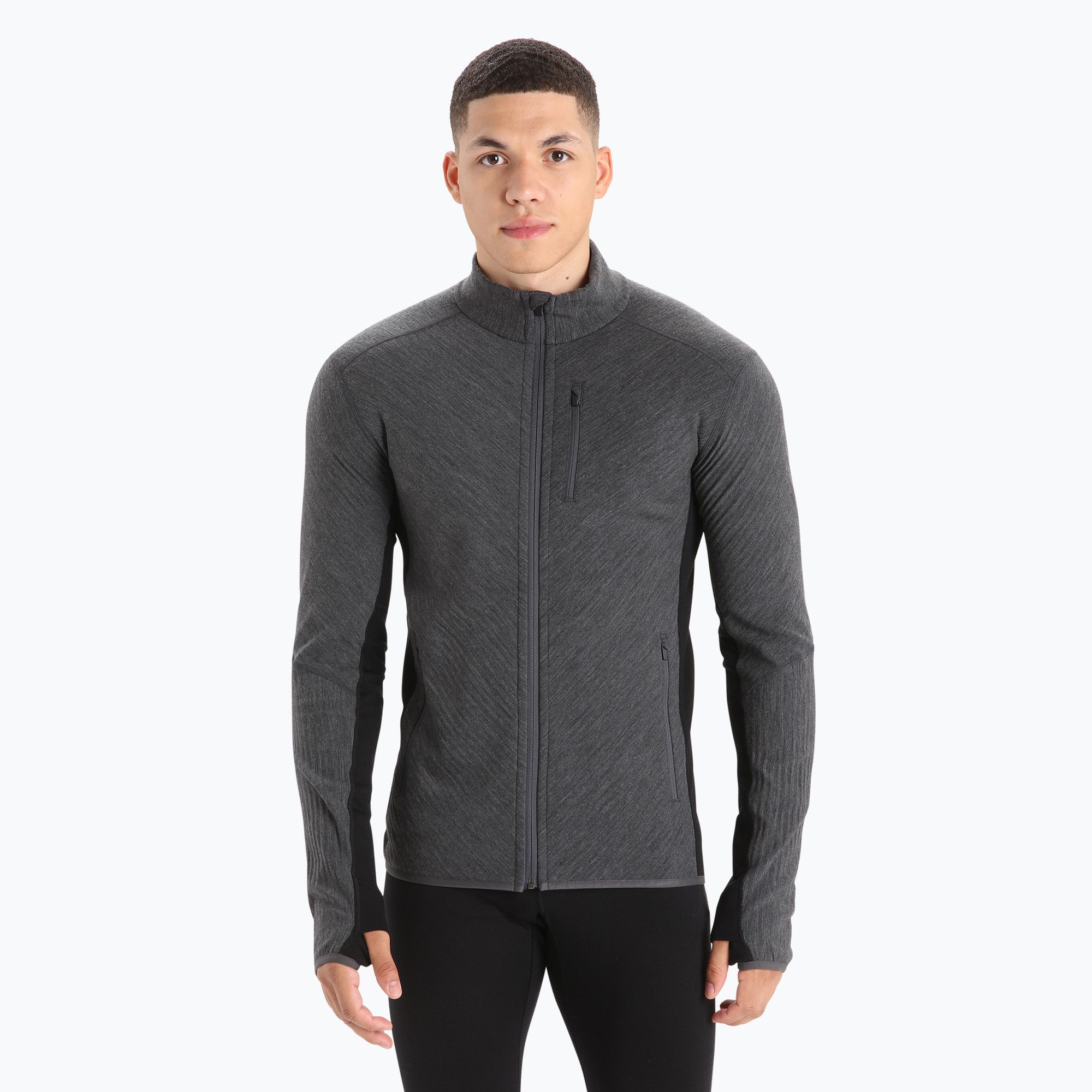 Bluza trekkingowa męska icebreaker Descender Zip jet heather/black 