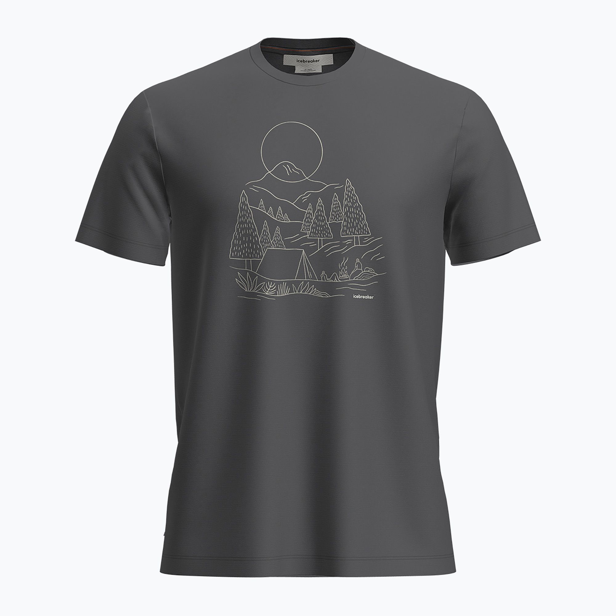 Koszulka trekkingowa męska icebreaker Merino 150 Tech Lite III SS Sunset Camp obsidian 