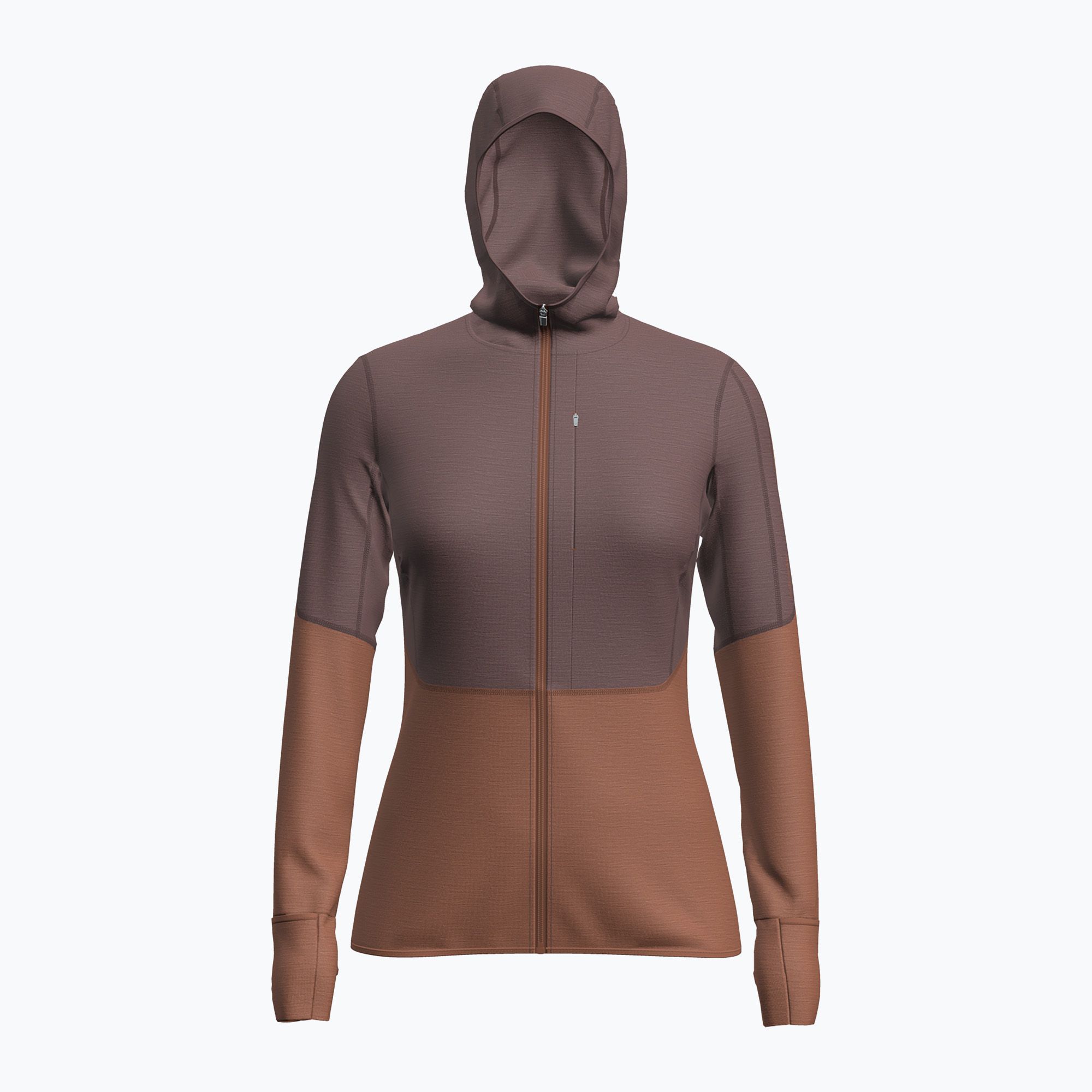 Bluza trekkingowa damska icebreaker Merino 200 Realfleece Descender Zip Hoodie dusty clay 