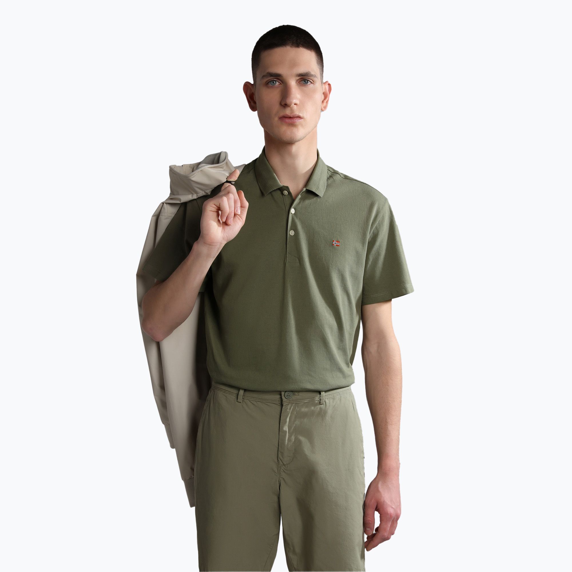 Koszulka polo męska Napapijri Ealis green lichen 