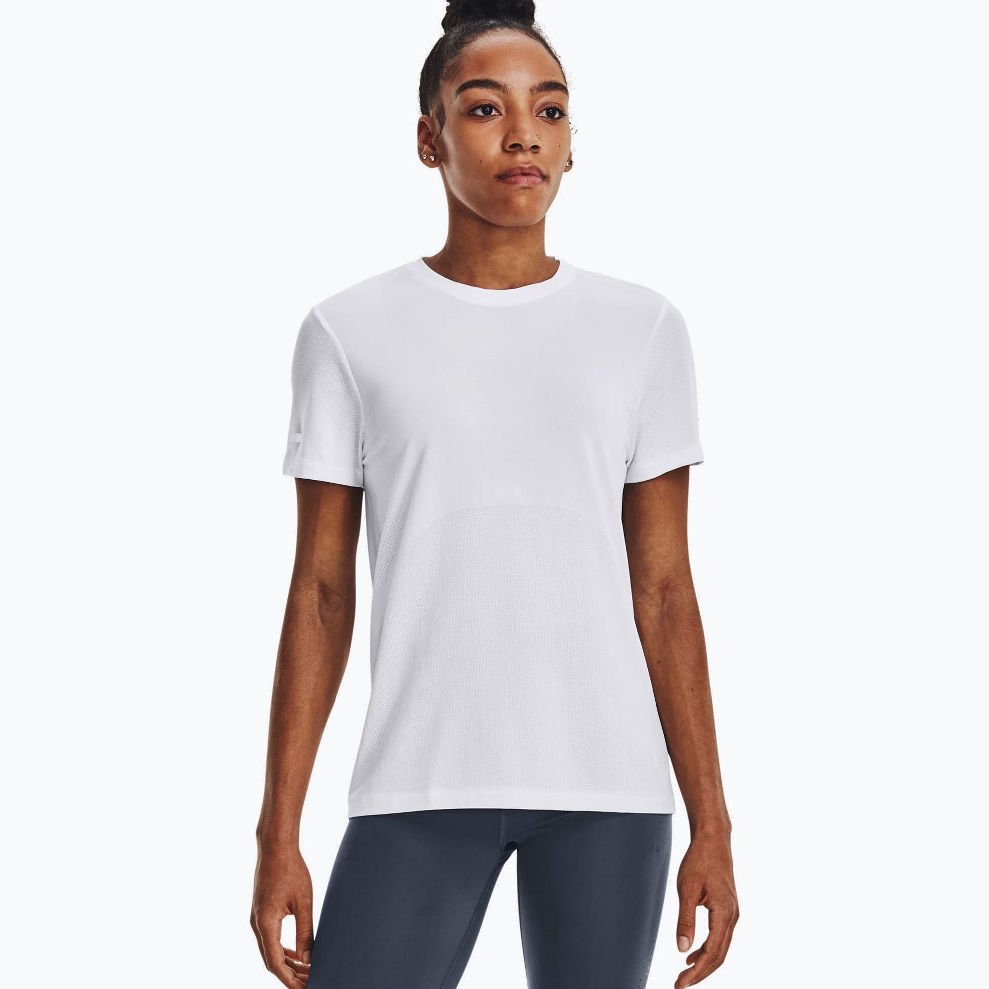 Koszulka do biegania damska Under Armour Seamless Stride white/white/reflective 