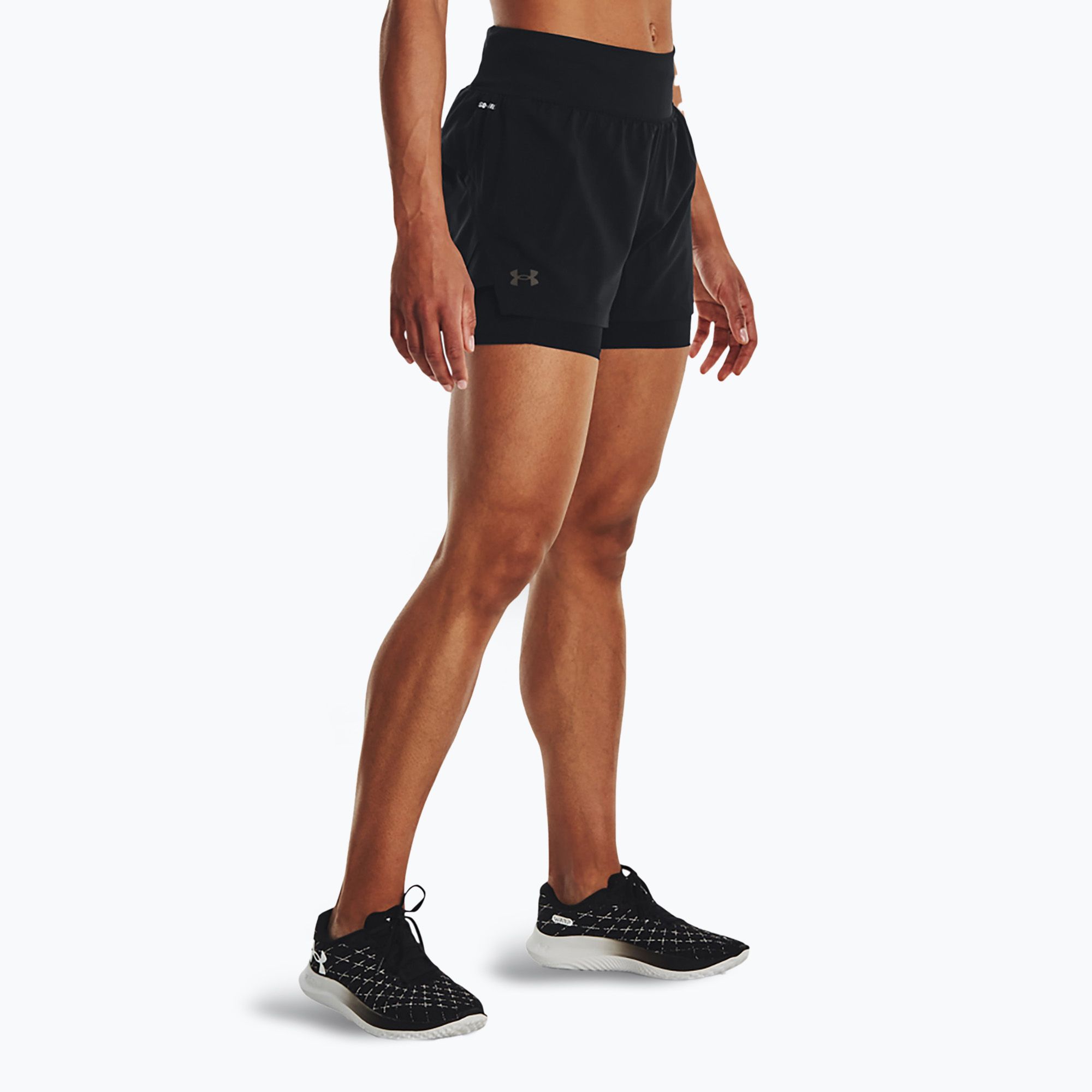 Spodenki do biegania damskie Under Armour Launch Pro 2IN1 black/black/reflective 