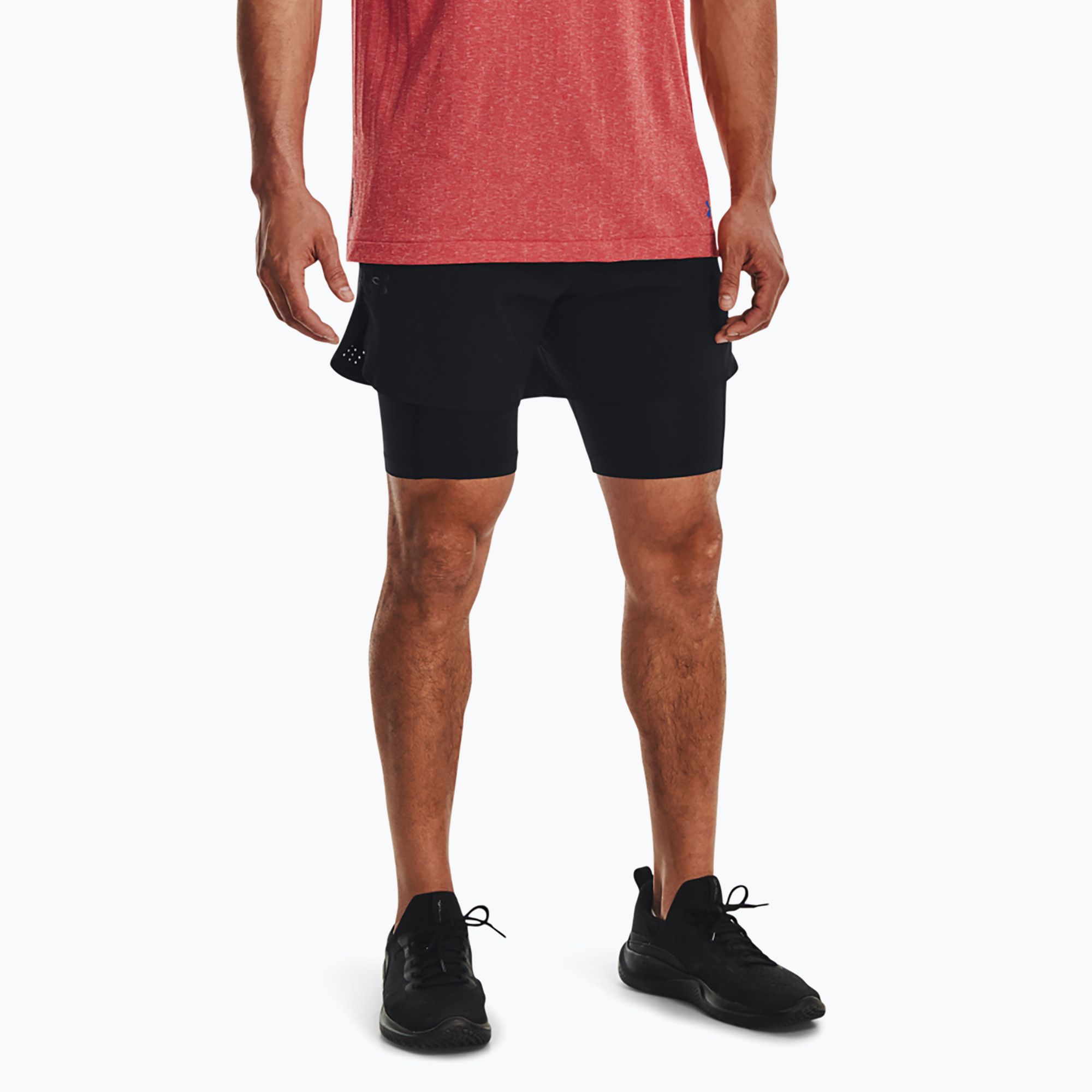 Spodenki męskie Under Armour Peak Woven 2in1 black/black 