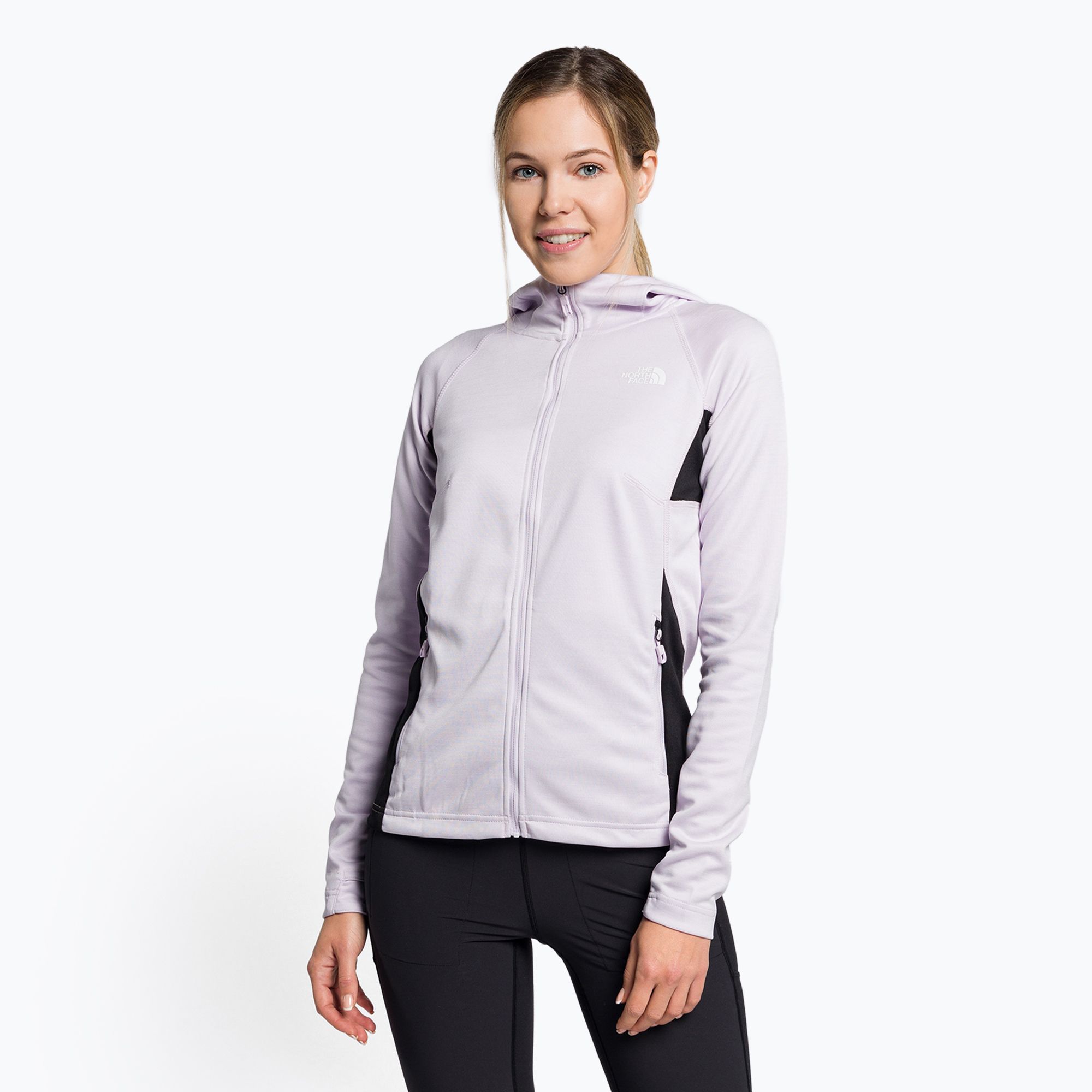 Bluza trekkingowa damska The North Face AO Midlayer FZ Hoodie lavender fog/white heather/black 