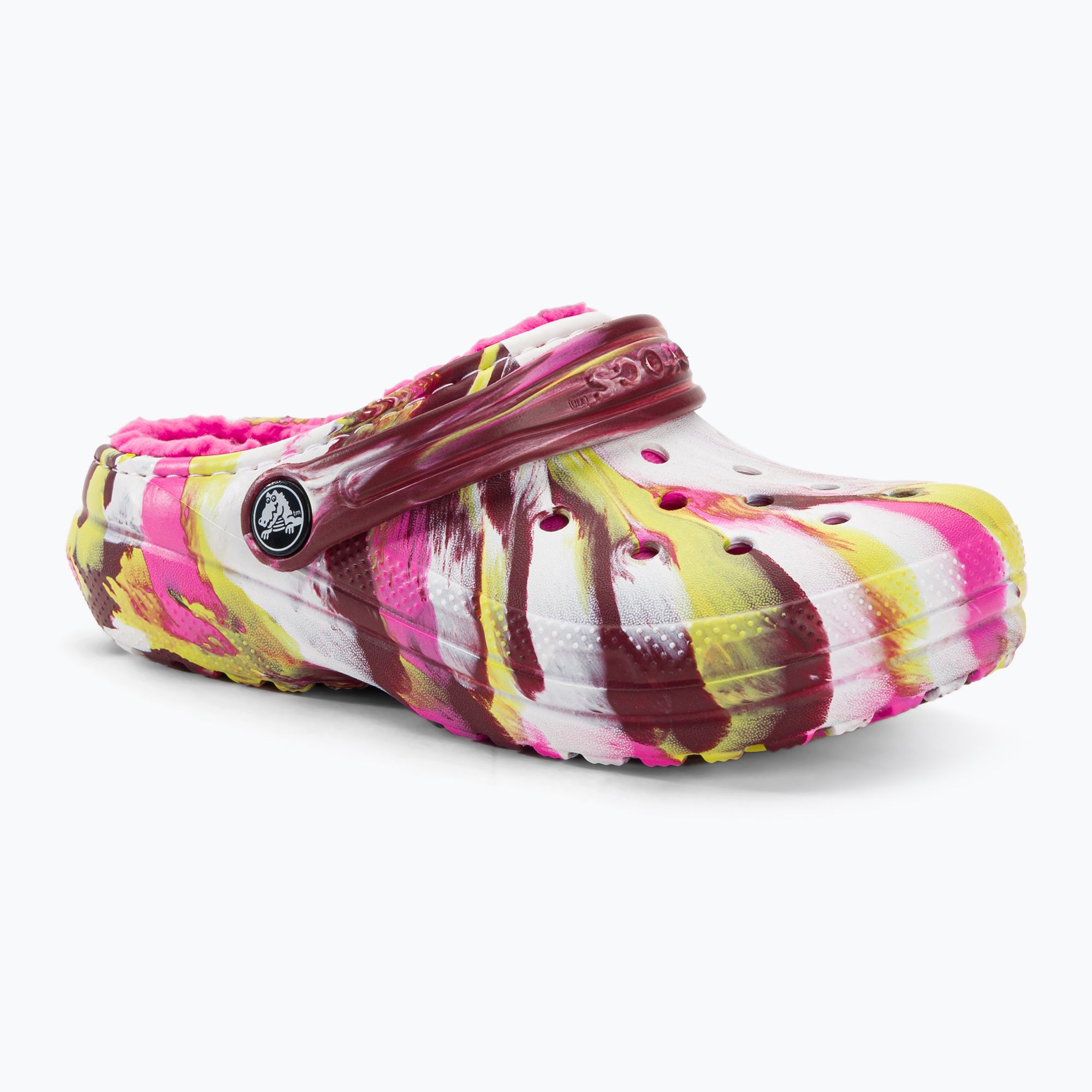 Klapki dziecięce Crocs Classic Lined Marbled Clog electric pink/multi 207773 