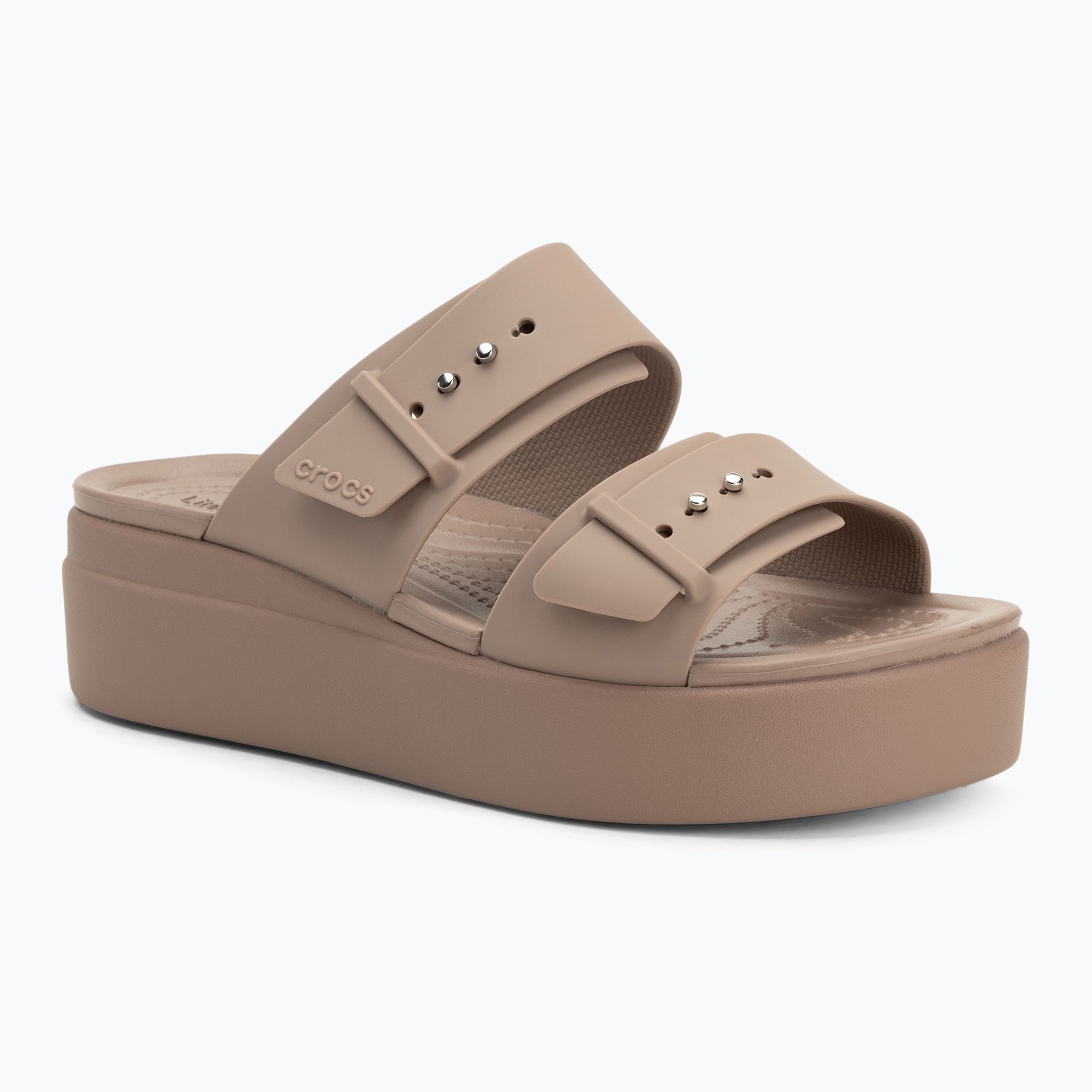 Klapki damskie Crocs Brooklyn Low Wedge latte 