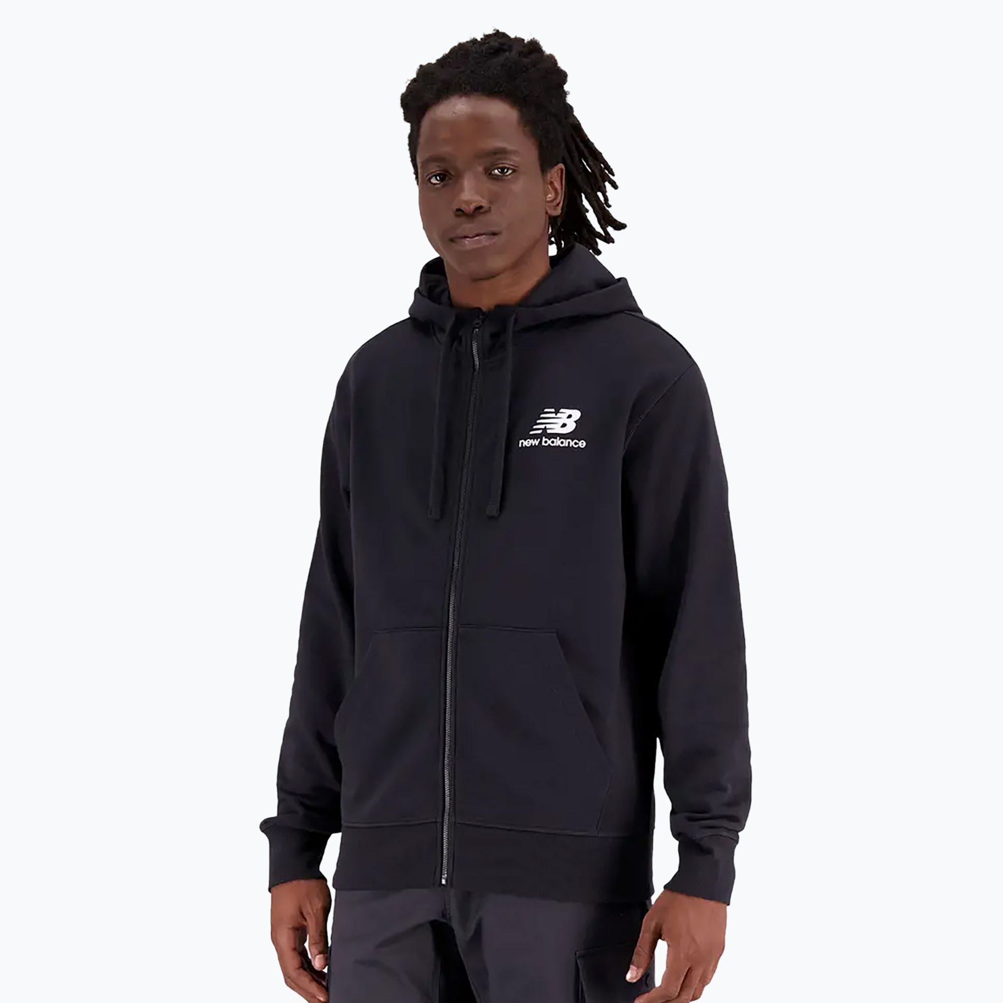 Bluza męska New Balance Essentials Stacked Logo French Terry black 
