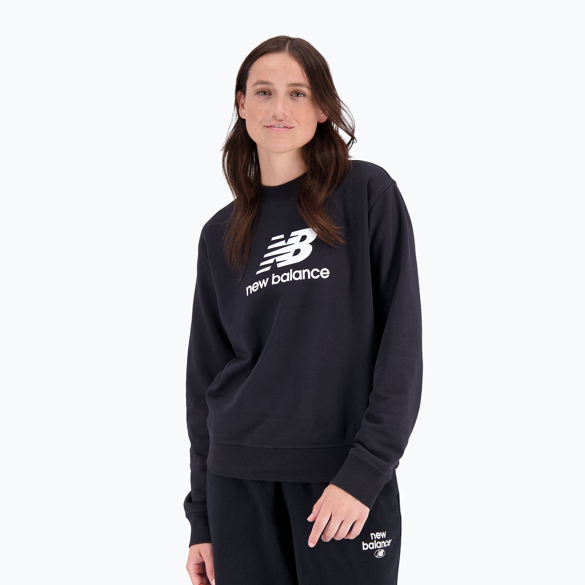 Bluza damska New Balance Essentials Stacked Logo French Terry Crewneck black 