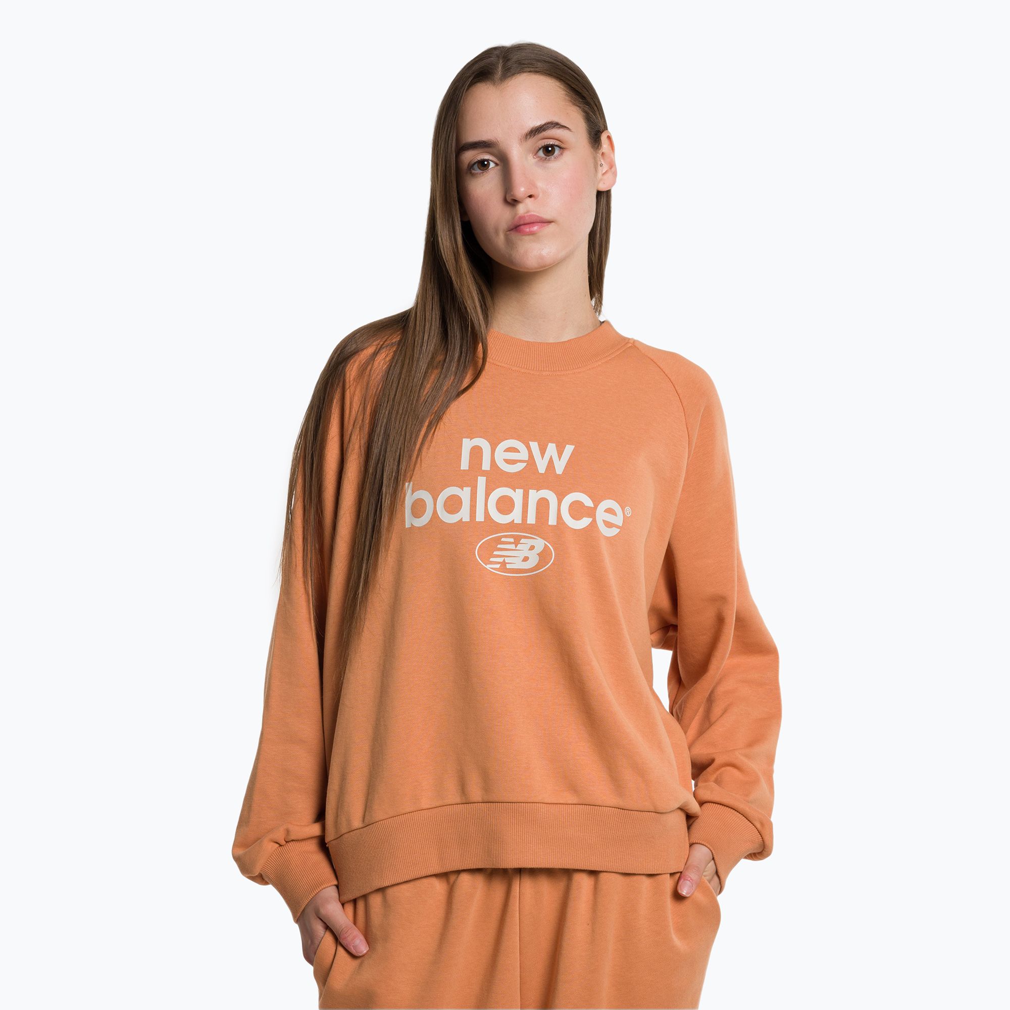 Bluza damska New Balance Essentials Reimagined Archive French Terry Crewneck sepia 