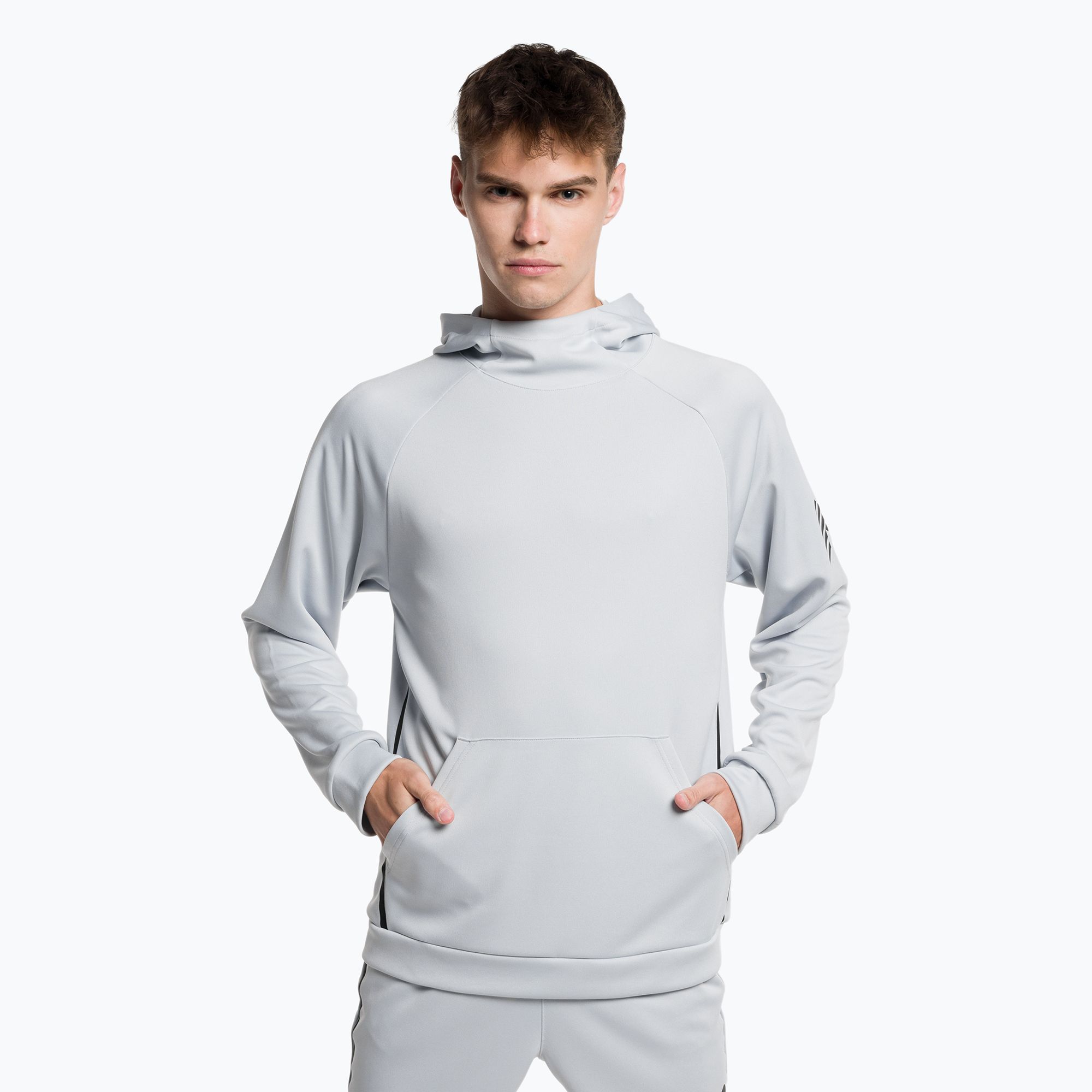 Bluza piłkarska męska New Balance Tenacity Football Training Hoodie light aluminium 
