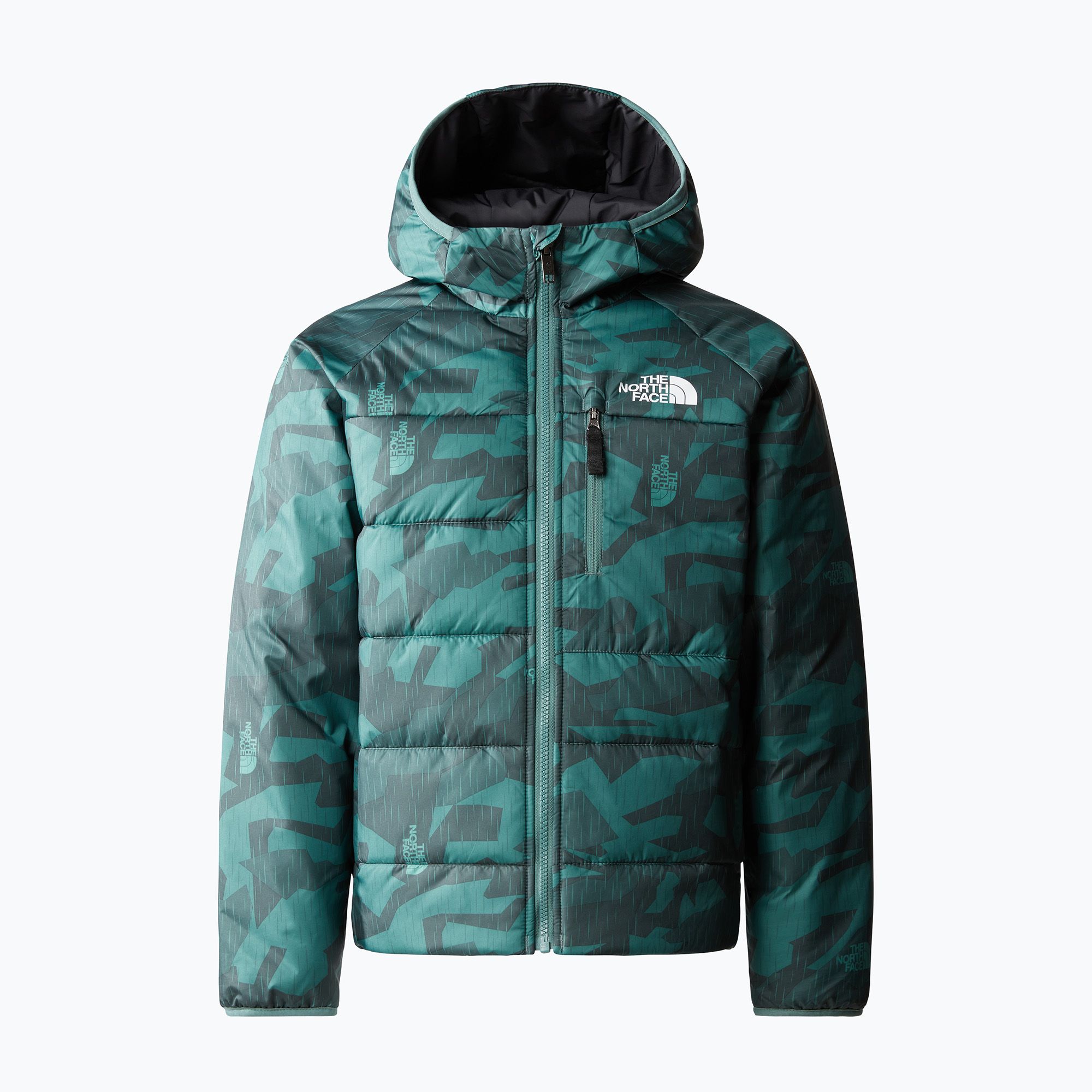 Kurtka zimowa dziecięca The North Face Reversible Perrito dark sage rain camo print/black 