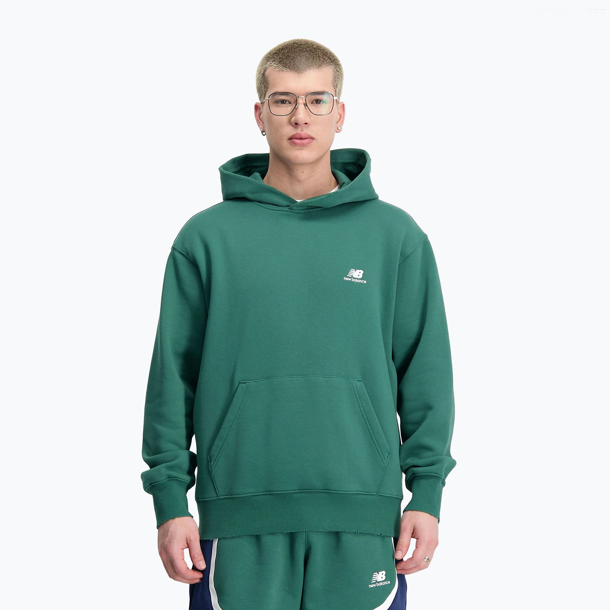 Bluza męska New Balance Hoops Fleece Hoodie team forest green 
