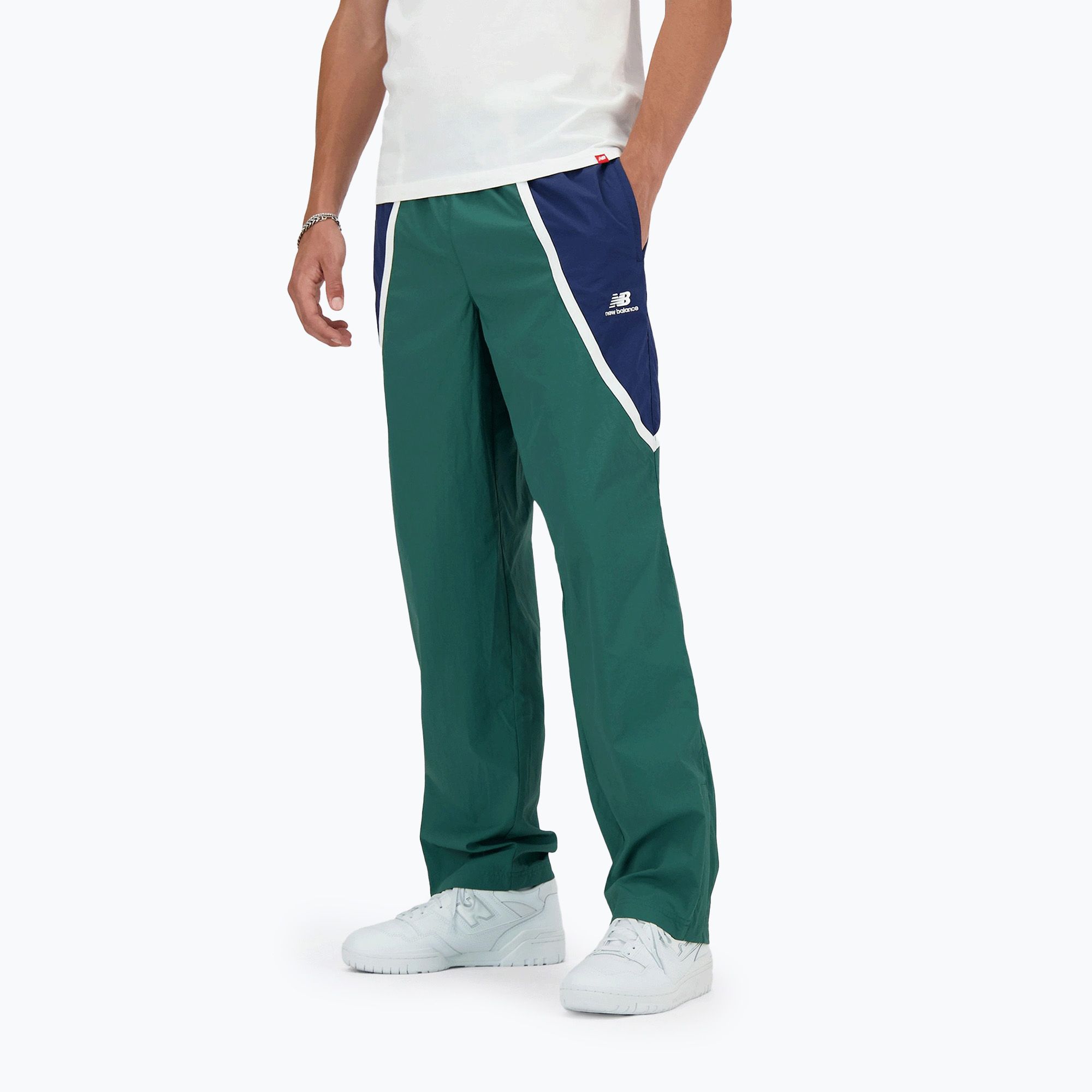 Spodnie męskie New Balance Hoops Woven team forest green 