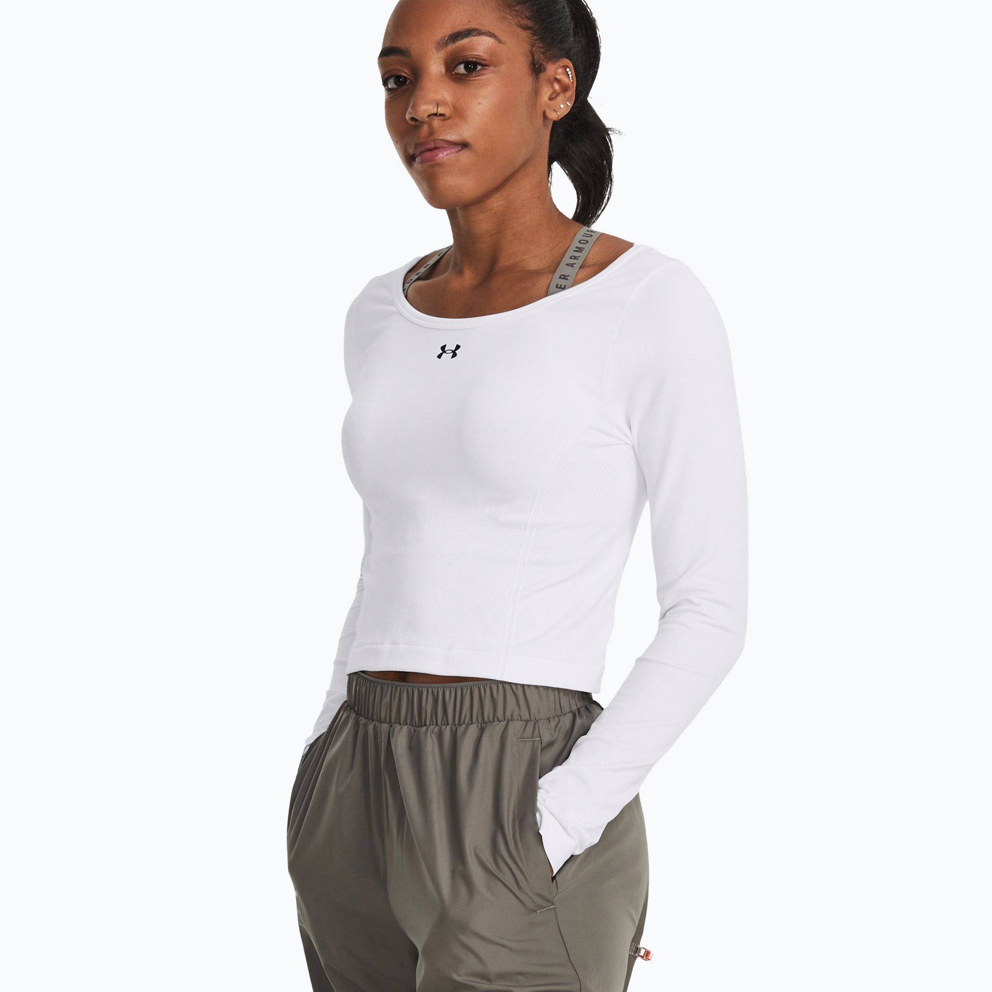 Longsleeve treningowy damski Under Armour Train Seamless white/black 