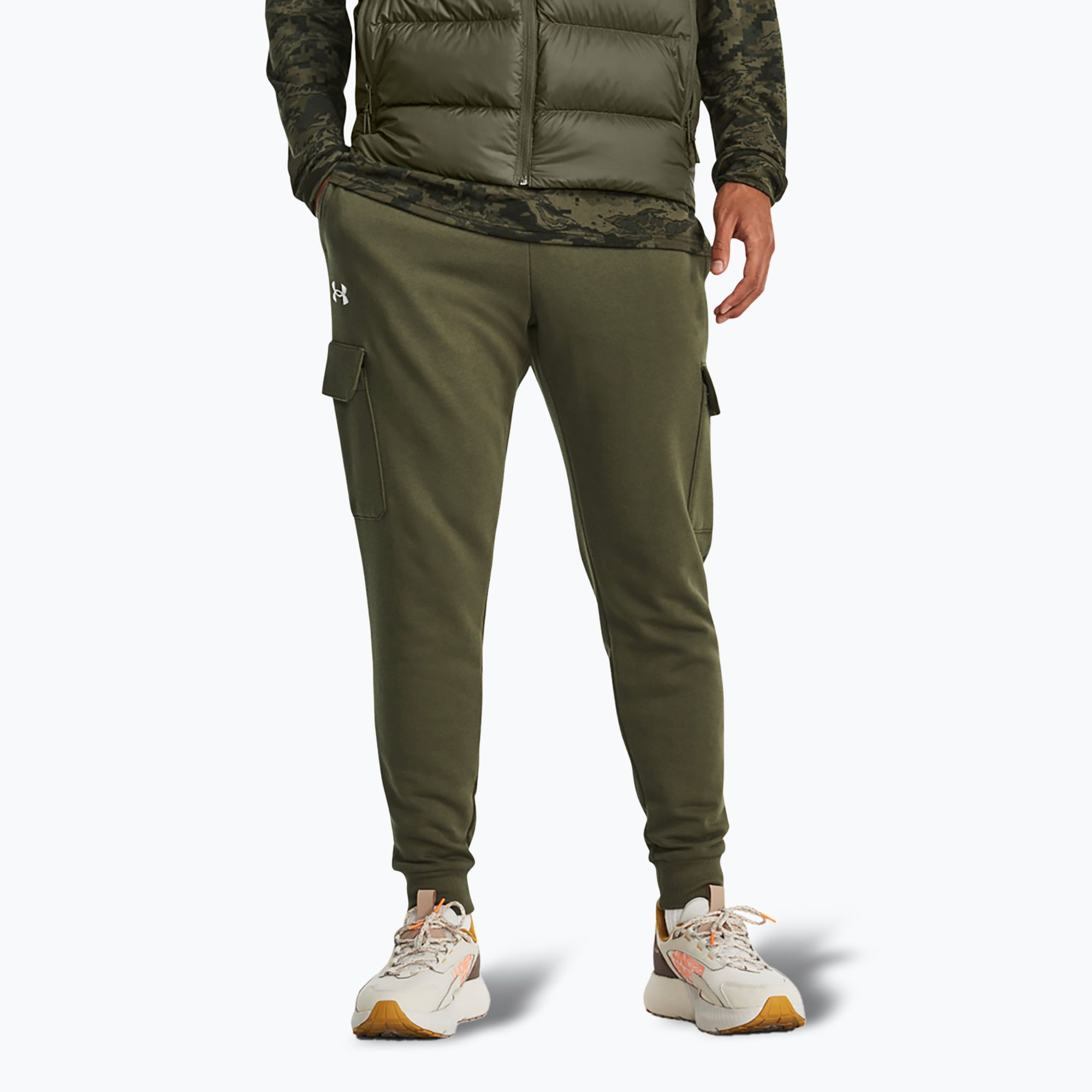 Spodnie męskie Under Armour Rival Fleece Cargo Jogger marine od green/white 