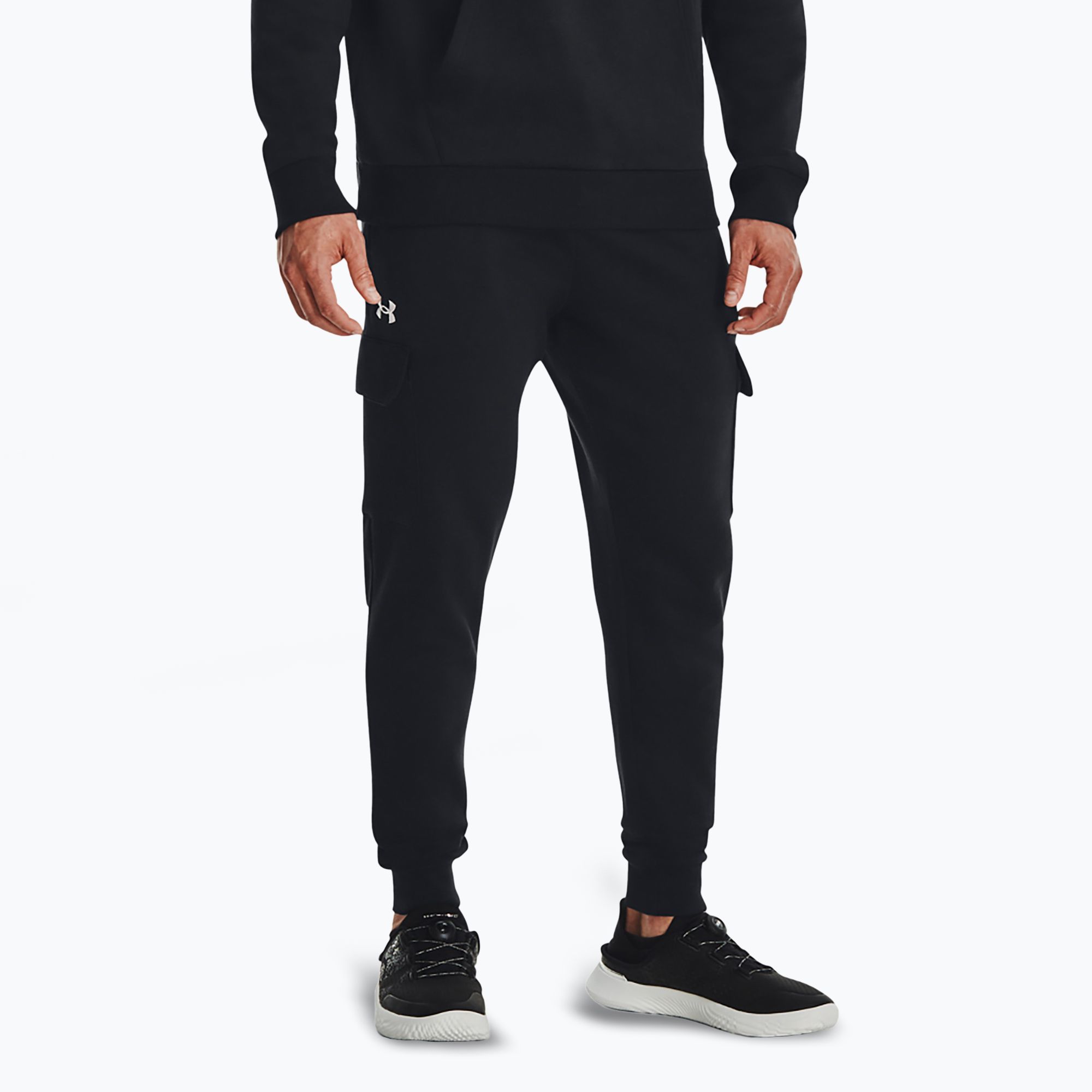 Spodnie męskie Under Armour Rival Fleece Cargo Jogger black/white 