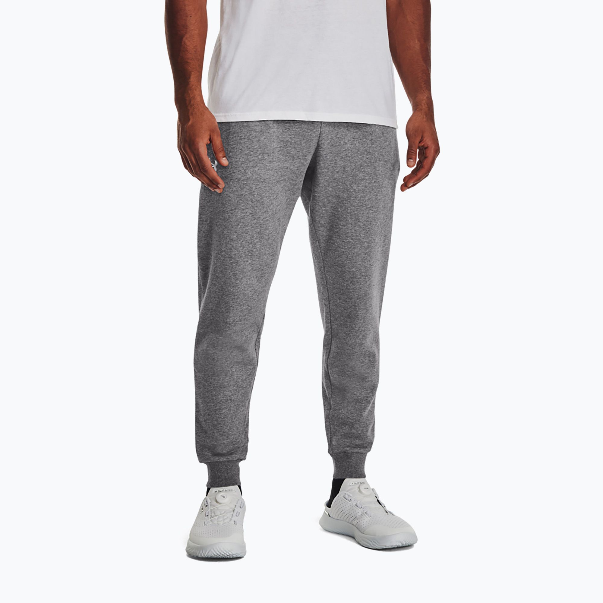 Spodnie męskie Under Armour Rival Fleece Joggers castlerock light heather/white 