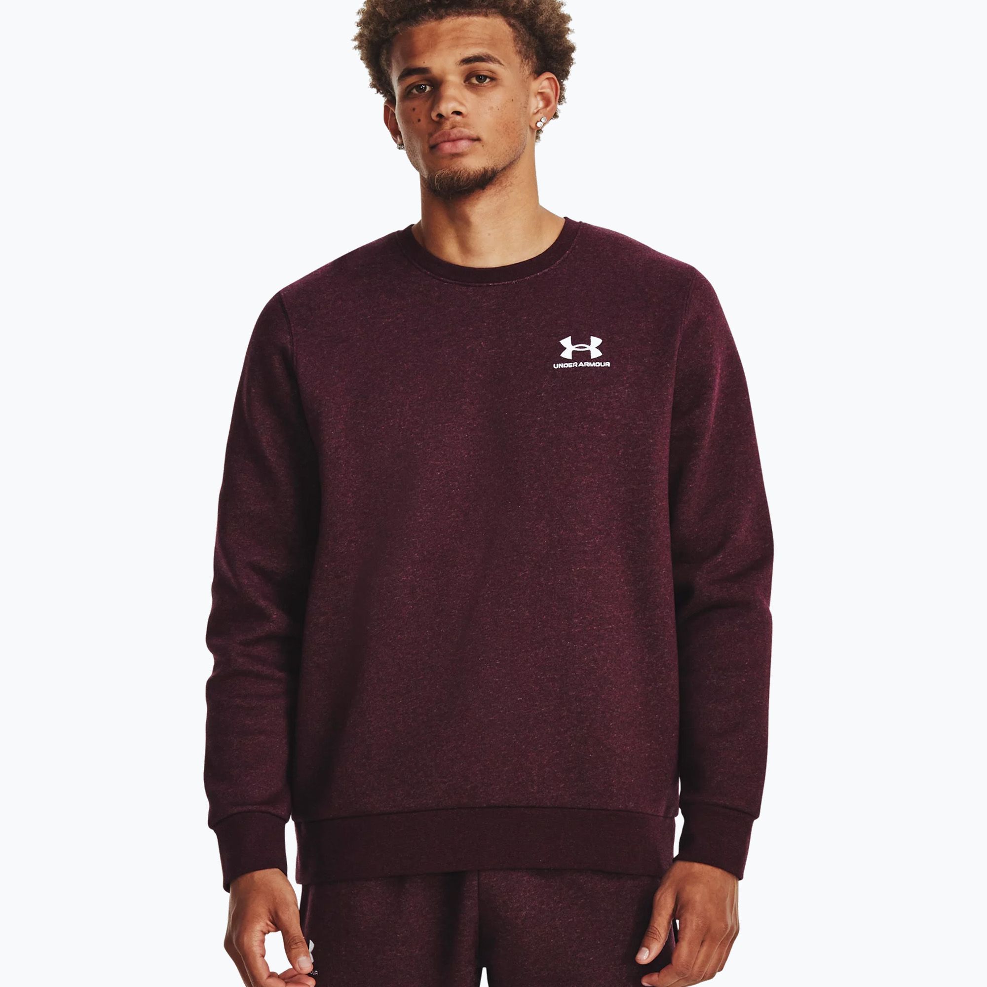 Bluza męska Under Armour Essential Fleece Crew dark maroon/white 