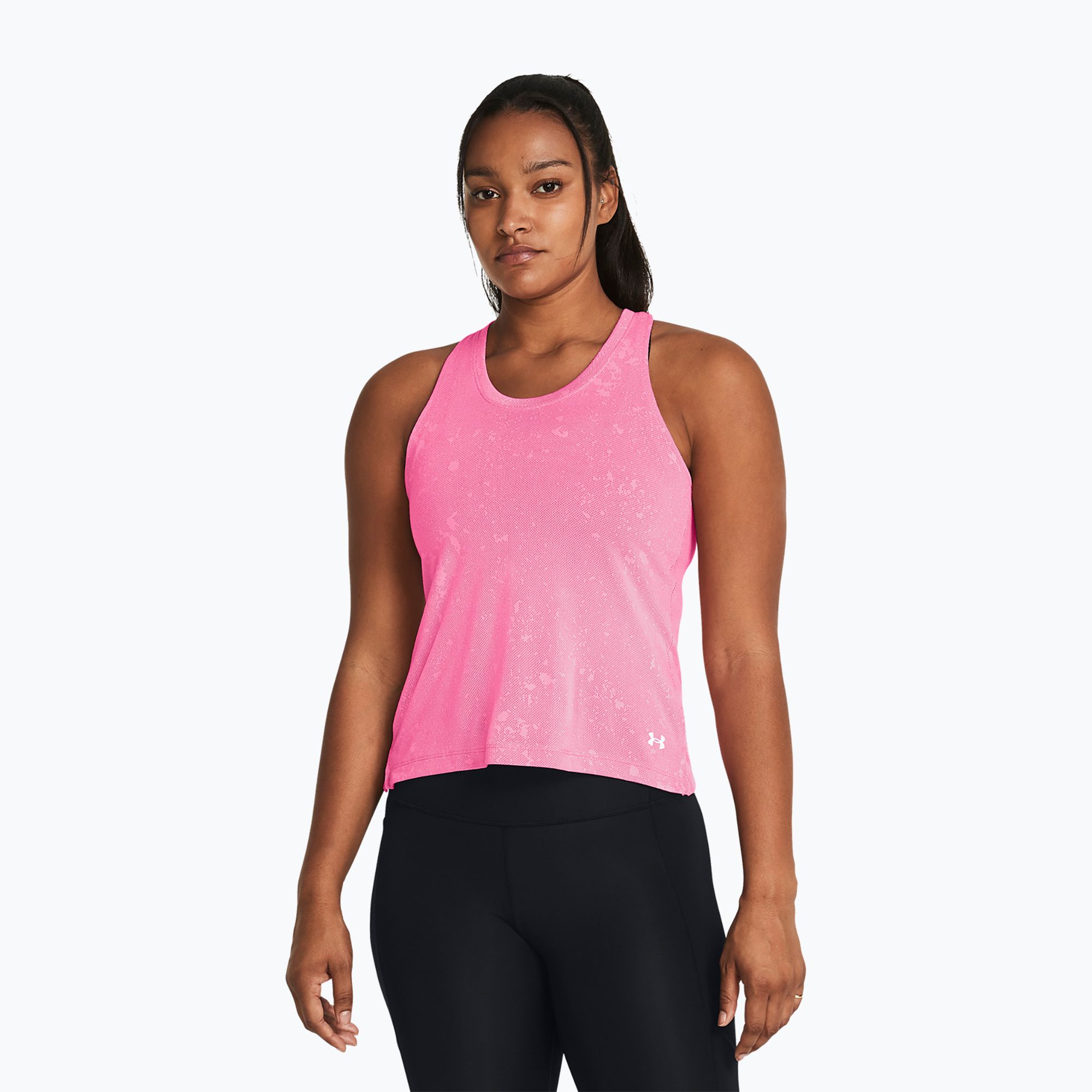 Koszulka do biegania damska Under Armour Streaker Splatter Singlet fluo pink/reflective 
