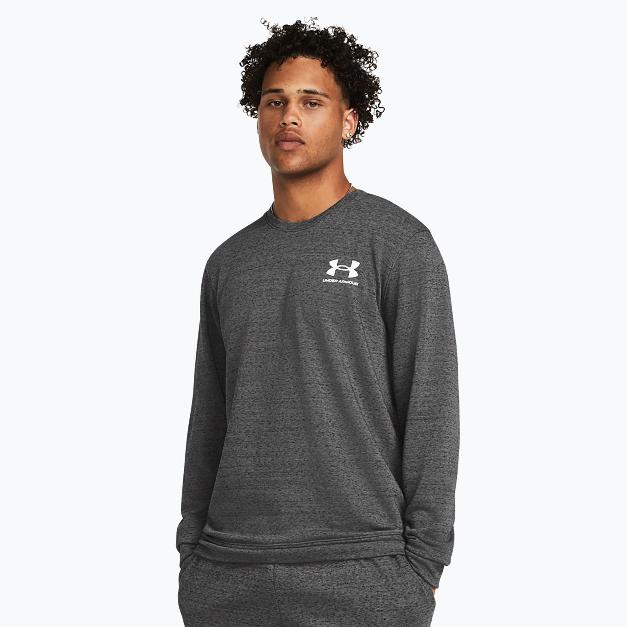 Bluza męska Under Armour Rival Terry Lc Crew castlerock light heather/onyx white 
