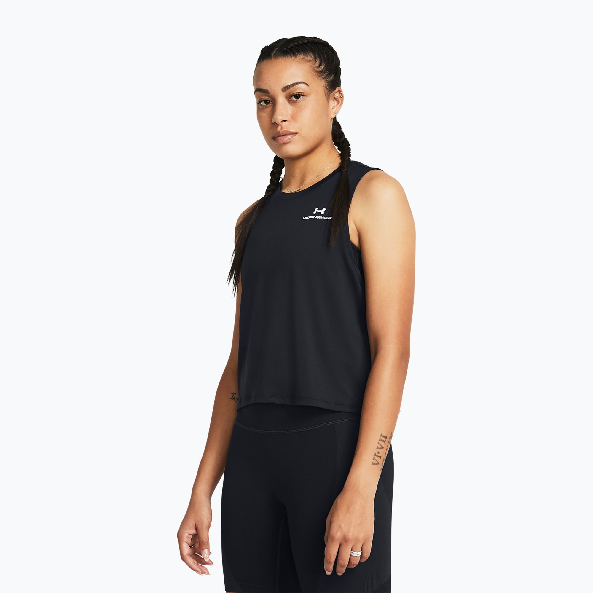 Top treningowy damski Under Armour Rush Energy Crop Tank black/white 