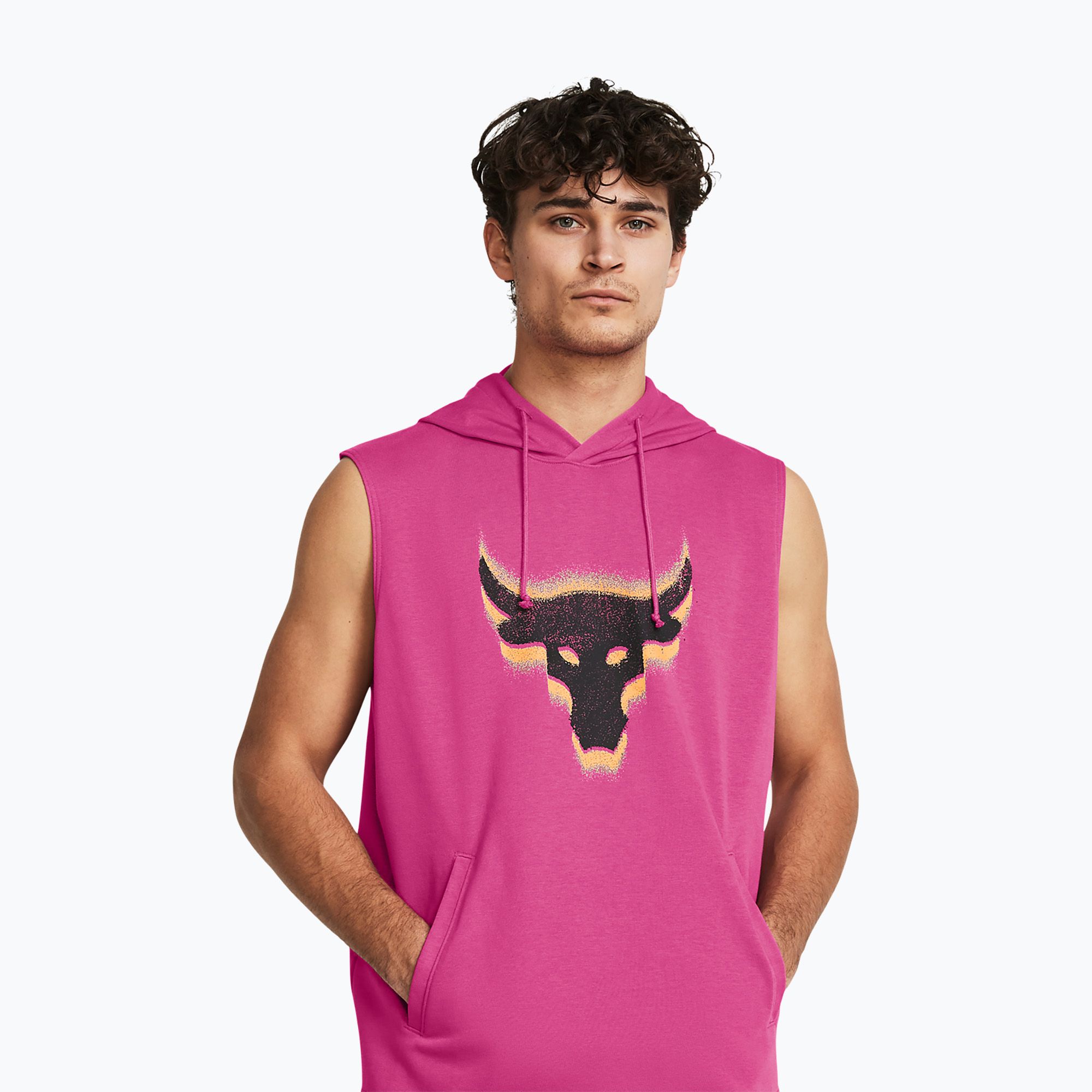 Koszulka treningowa męska Under Armour Project Q2 Payoff Fleece HD astro pink/atomic/black 