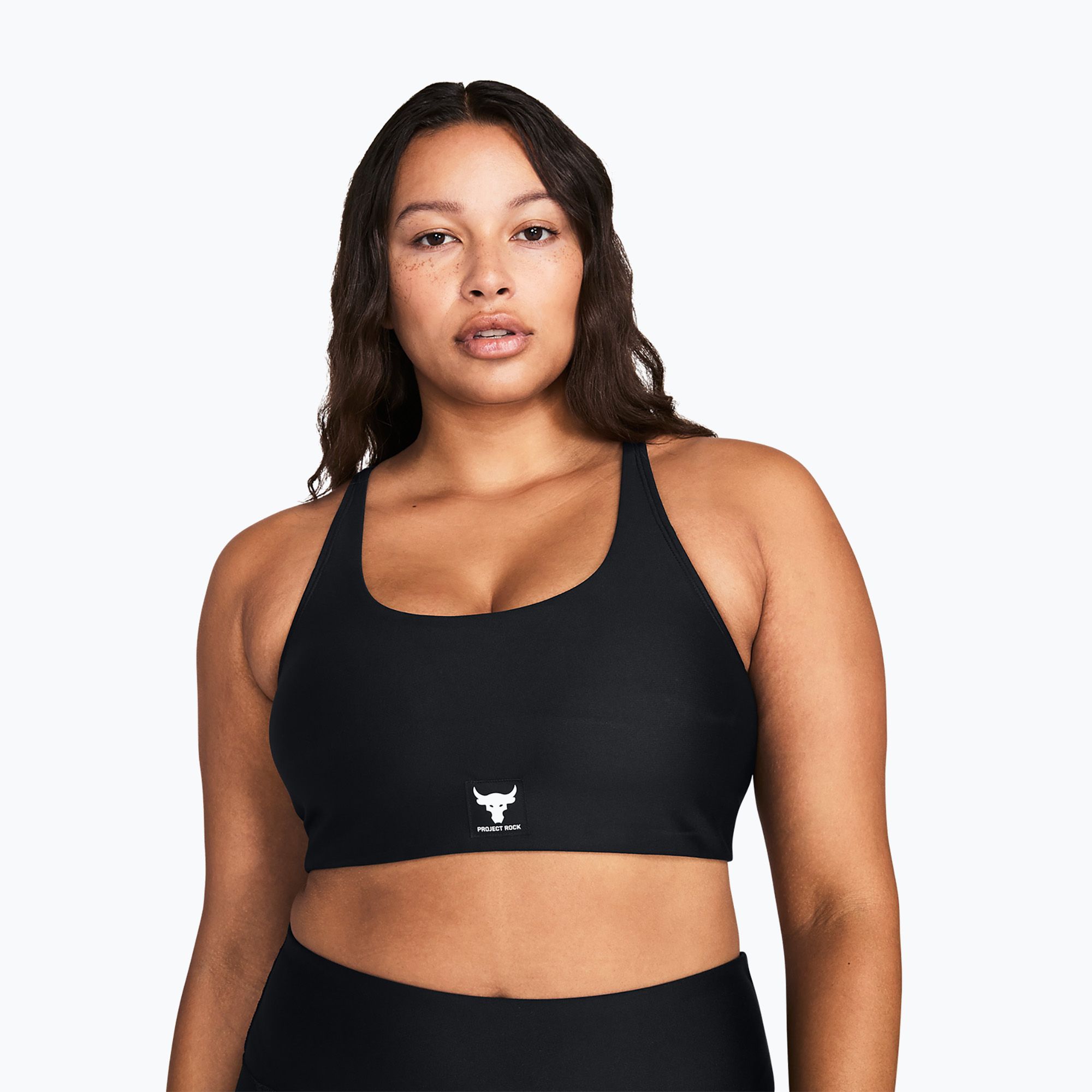 Biustonosz treningowy Under Armour Project Rock All Train Crossback black/white 