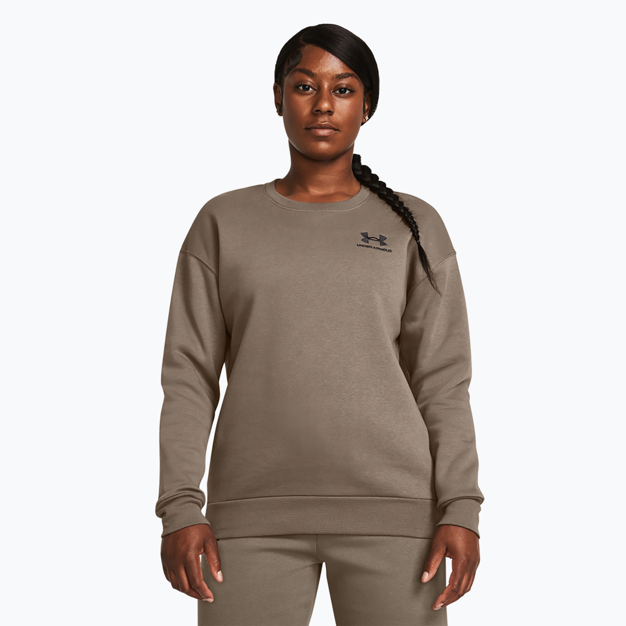 Bluza damska Under Armour Essential Fleece Crew taupe dusk/black 