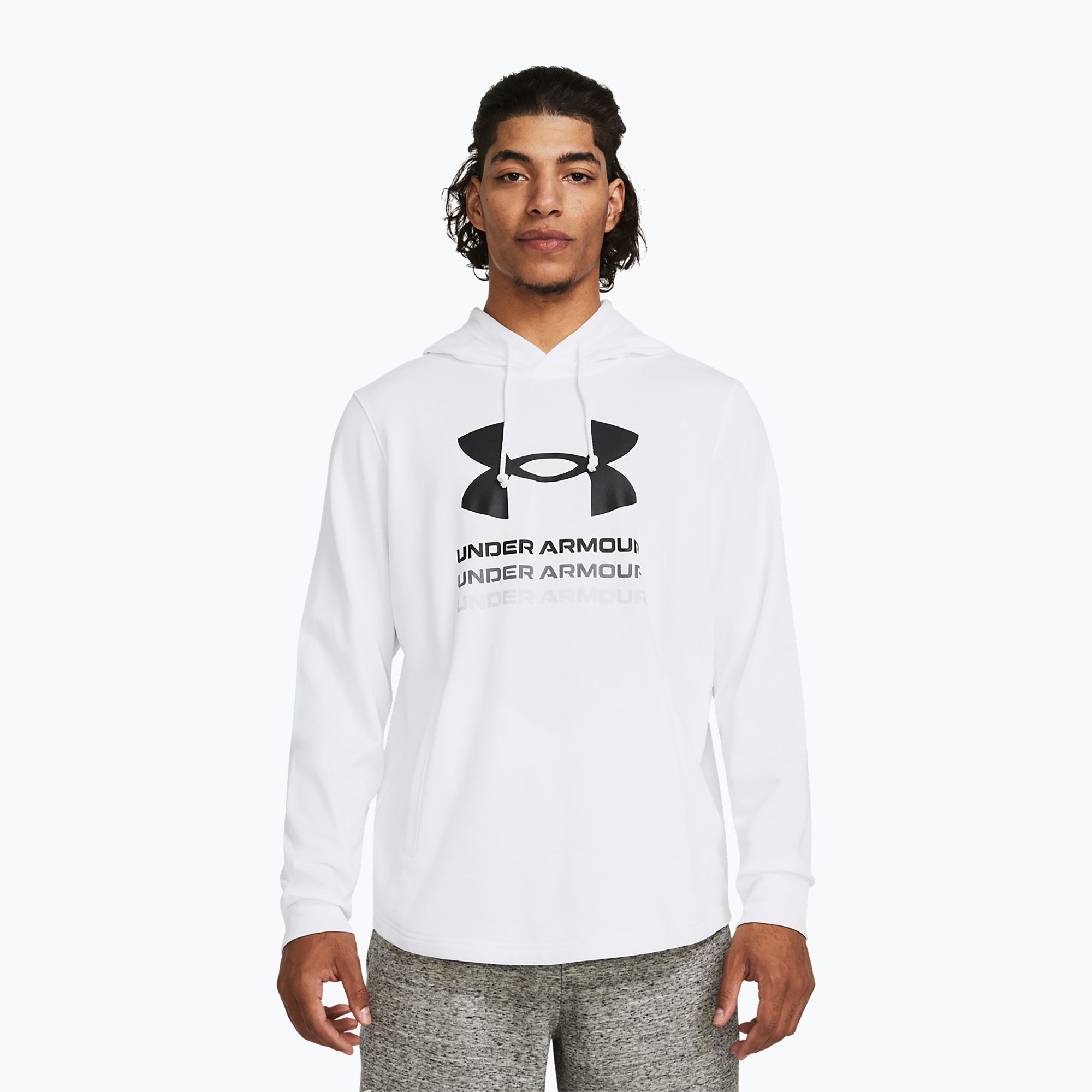 Bluza męska Under Armour Rival Terry Graphic Hood white/black 
