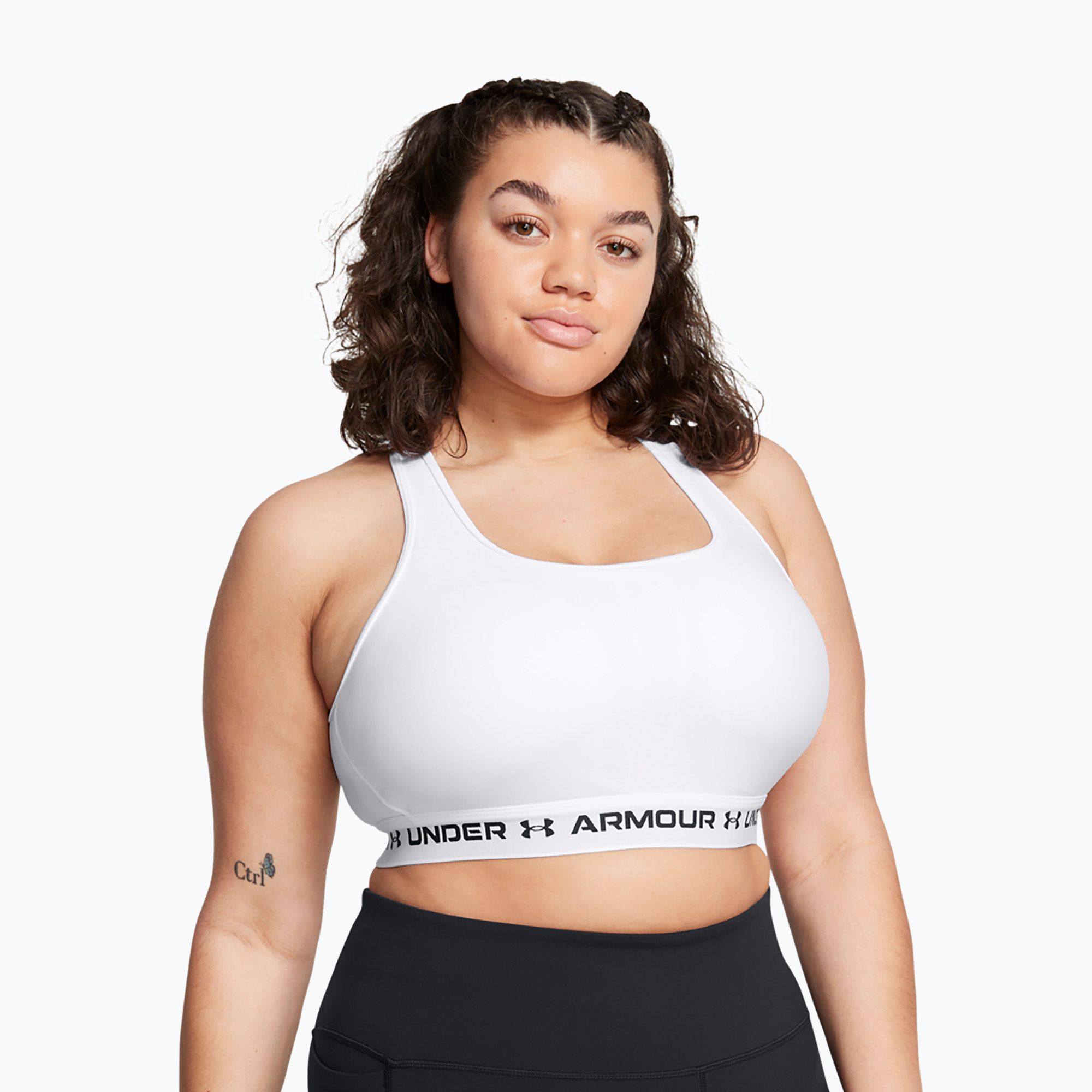Biustonosz treningowy Under Armour Crossback Mid white/white/black 