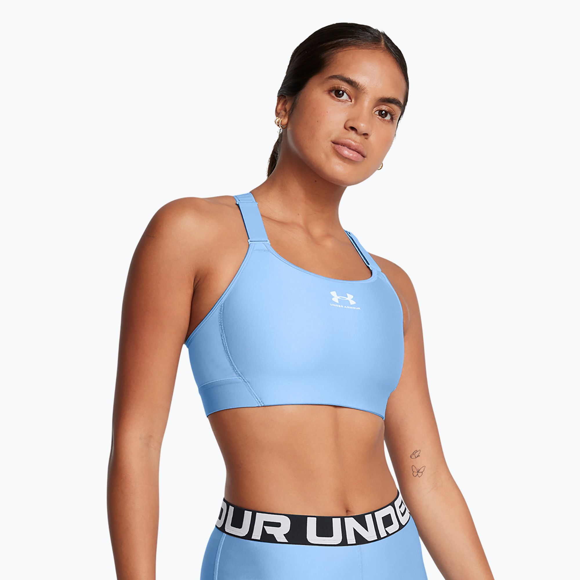 Biustonosz treningowy Under Armour HeatGear Armour High horizon blue/white 