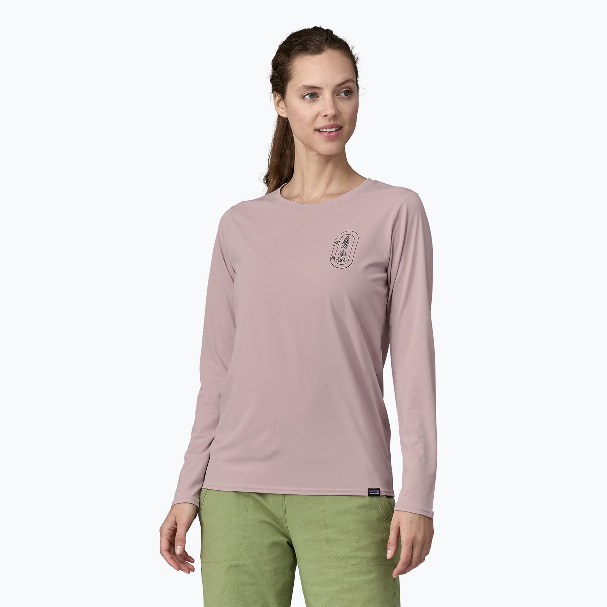 Longsleeve damski Patagonia Cap Cool Daily Graphic Shirt - Lands clean climb bloom/echo purple 