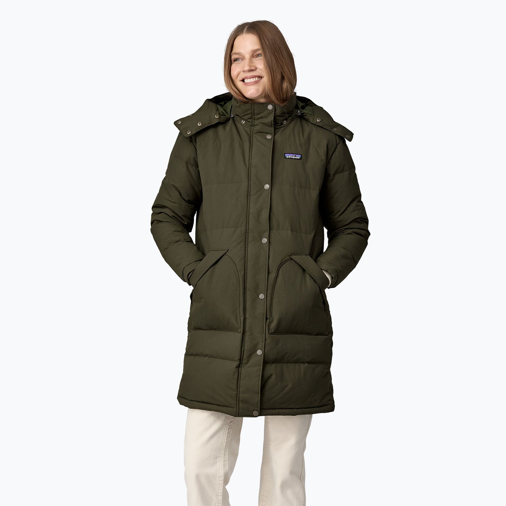 Płaszcz puchowy damski Patagonia Downdrift Parka pine needle green 