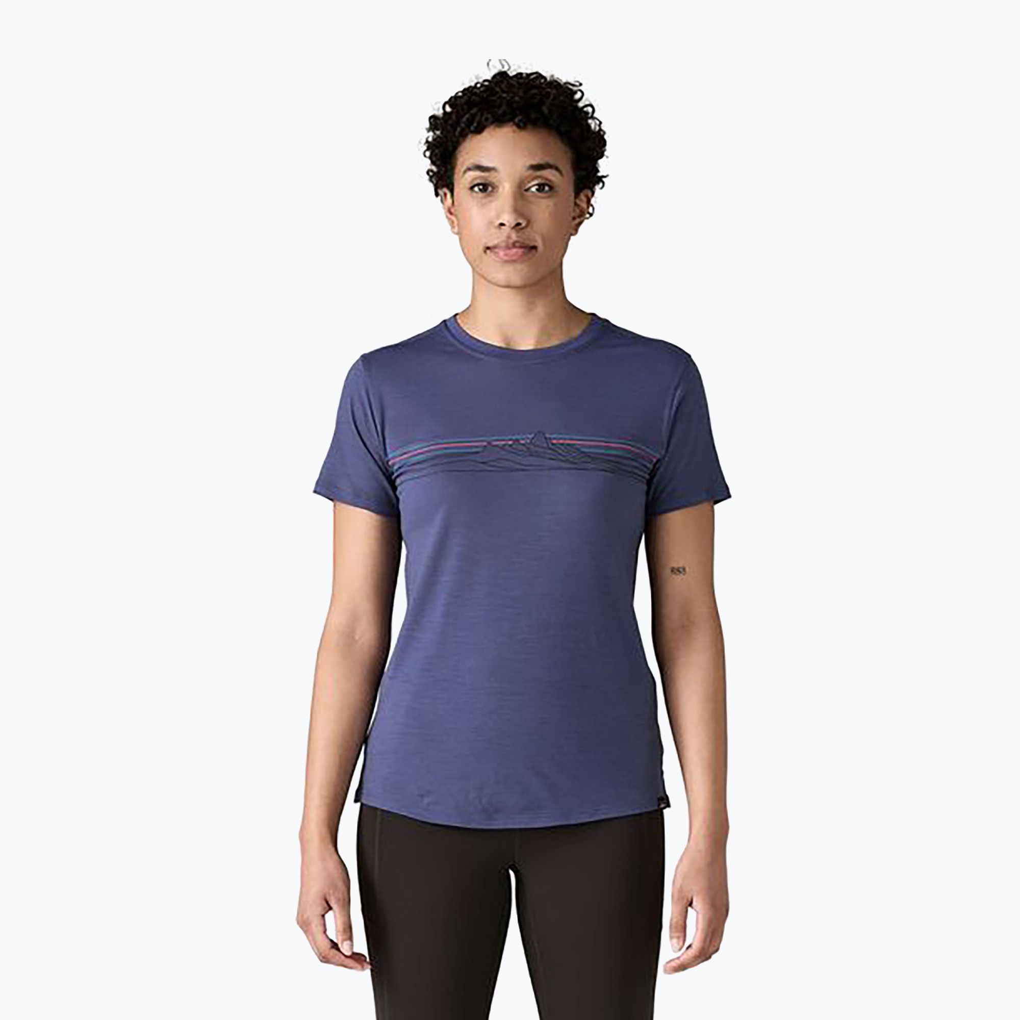 Koszulka damska Patagonia Cap Cool Merino Blend Graphic Shirt strata stripe: solstice purple