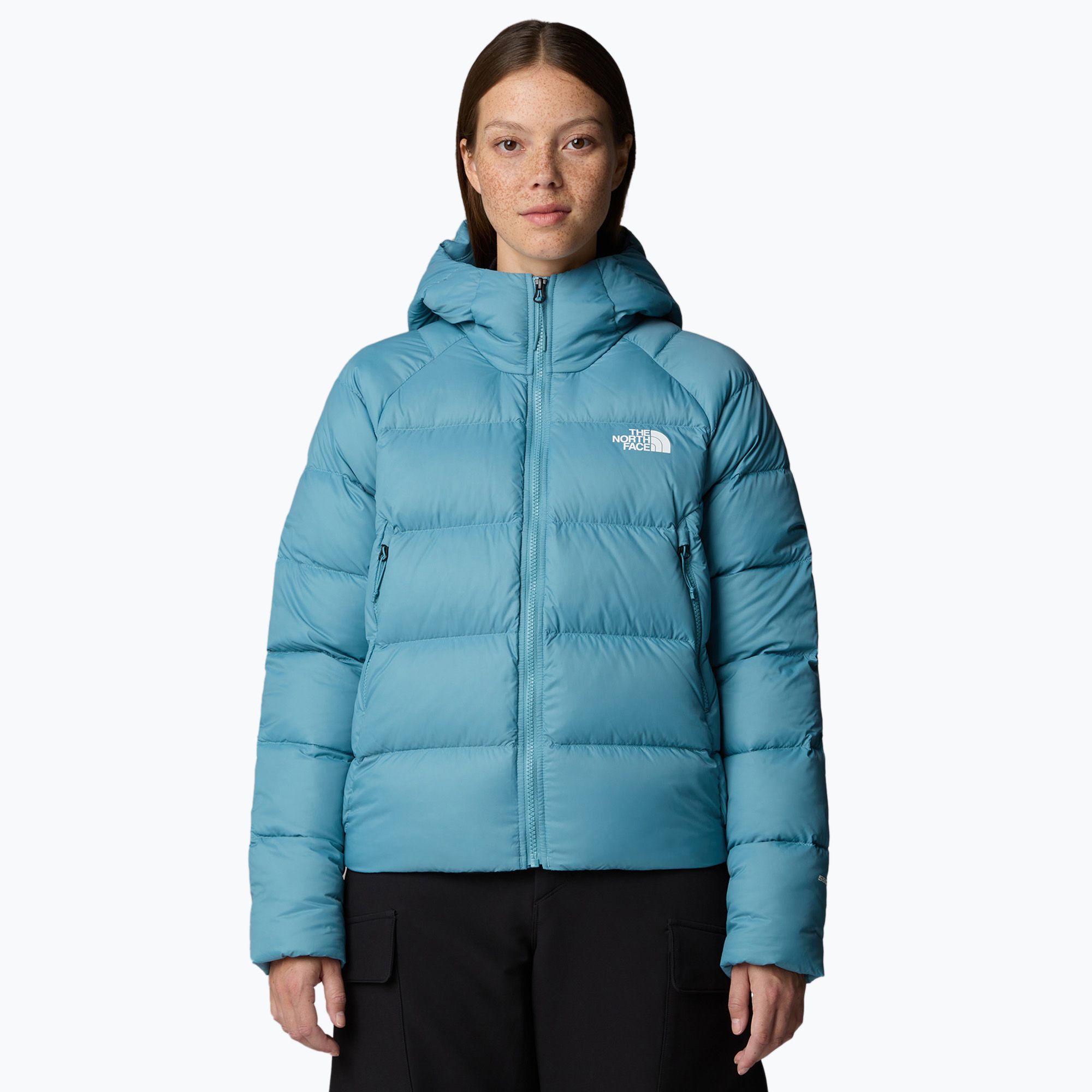 Kurtka puchowa damska The North Face Hyalite Down Hoodie algae blue 
