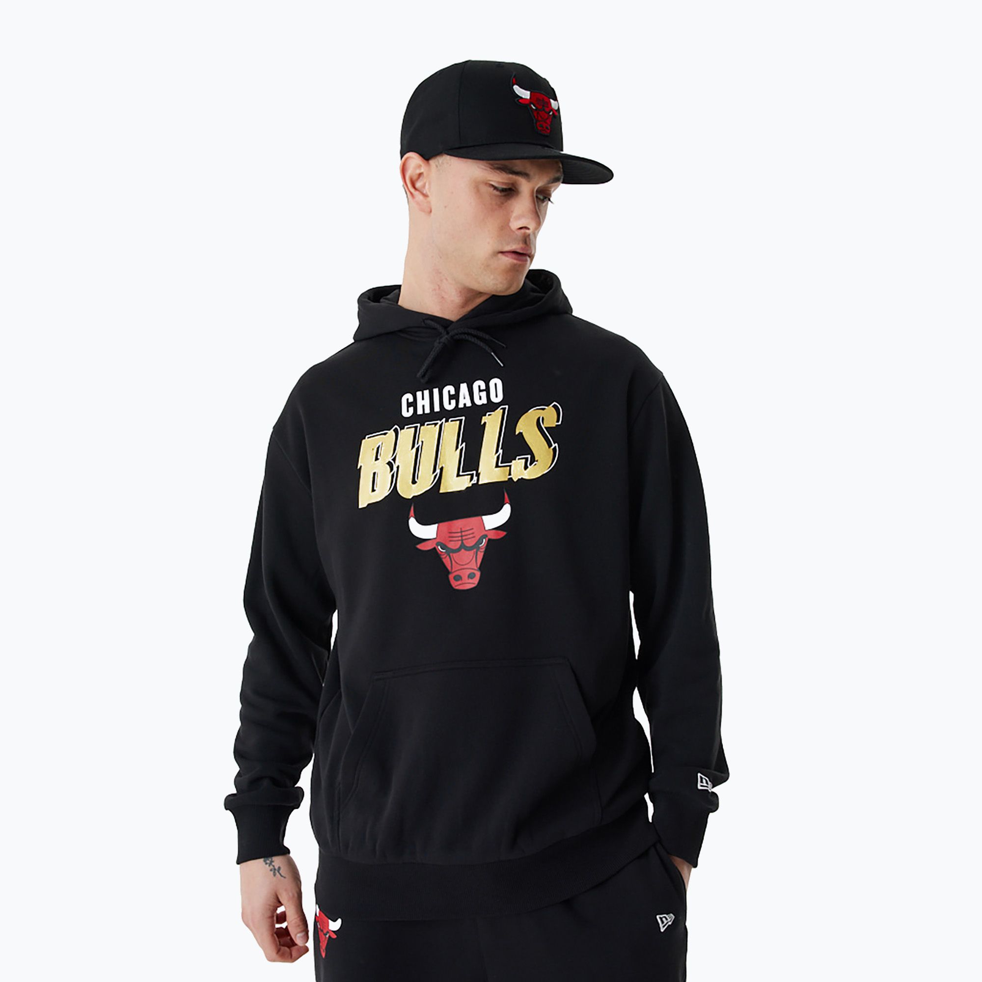 Bluza męska New Era Team Script OS Hoody Chicago Bulls black 