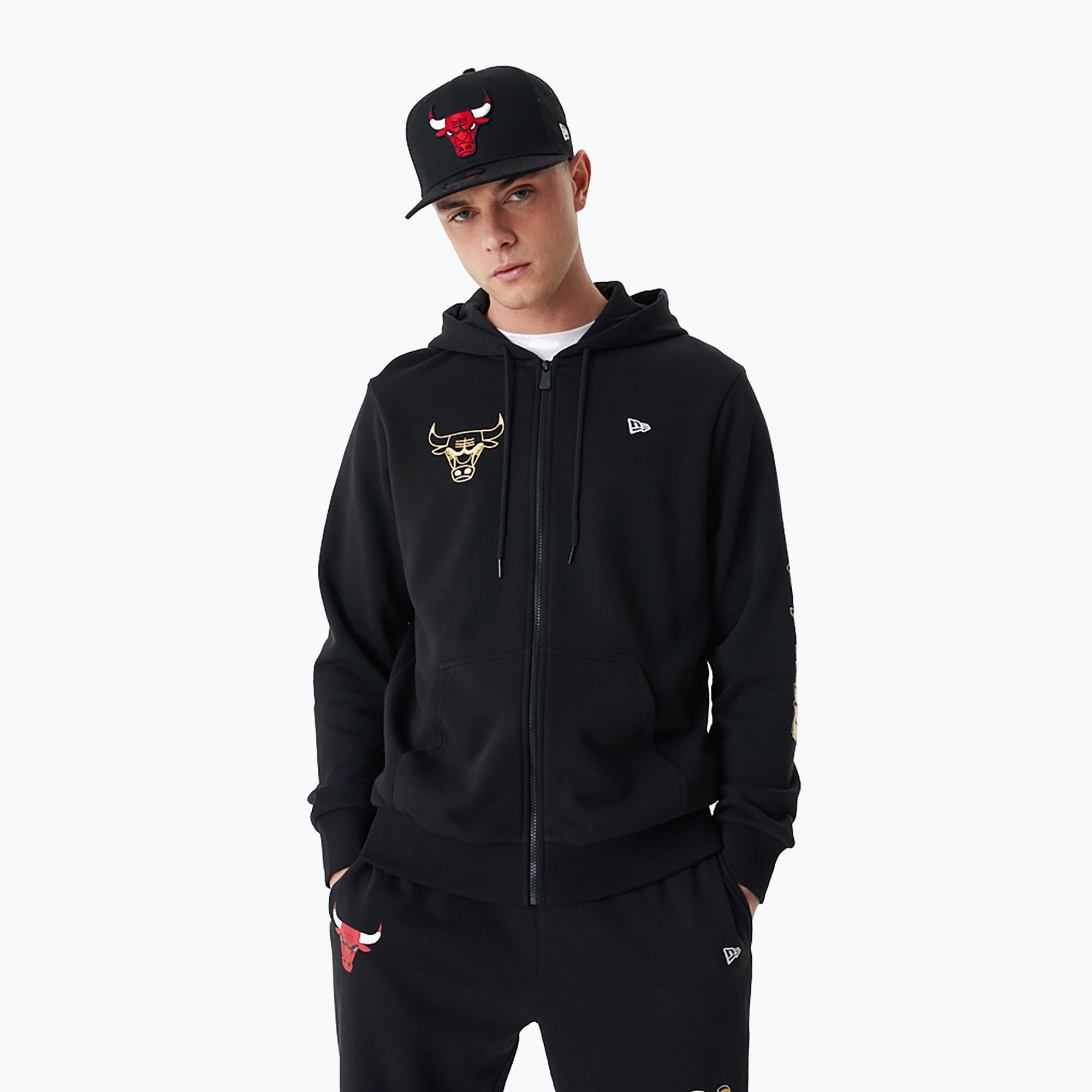 Bluza męska New Era Team Script FZ Hoody Chicago Bulls black 