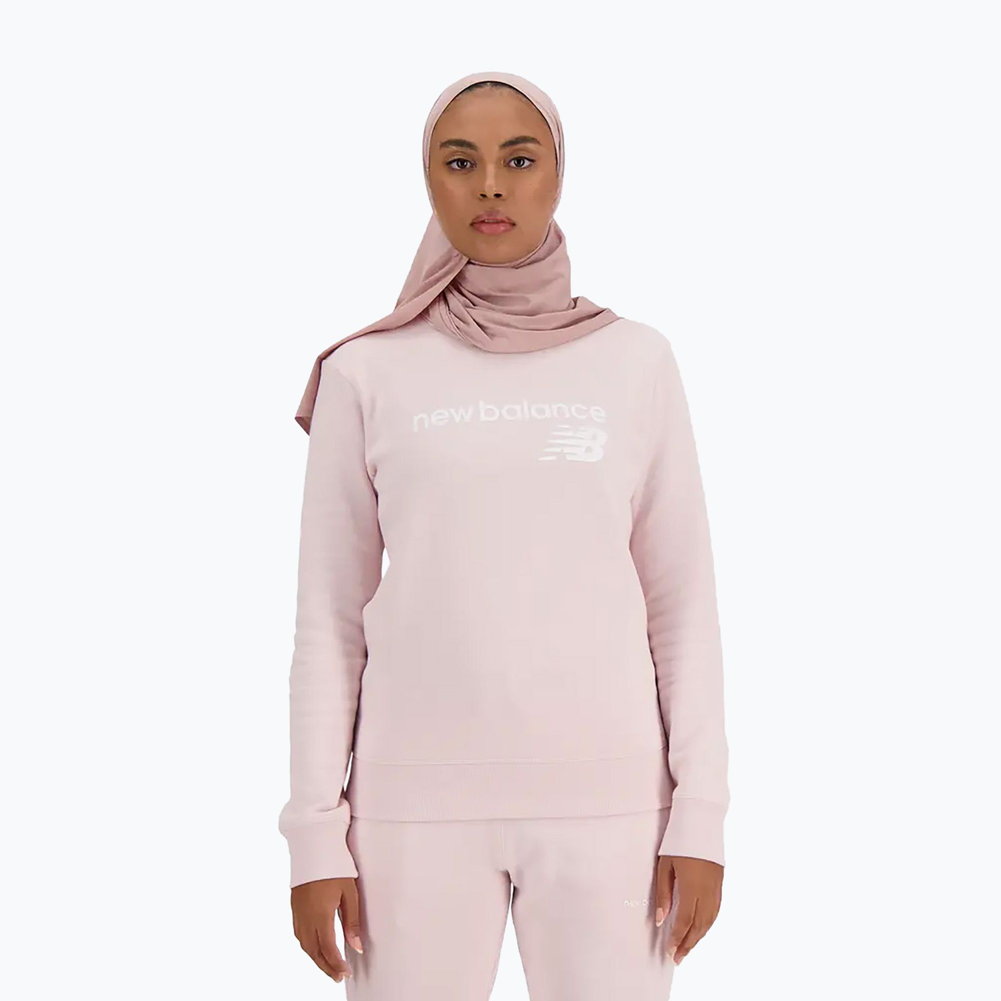 Bluza damska New Balance Classic Core Fleece Crew stone pink 