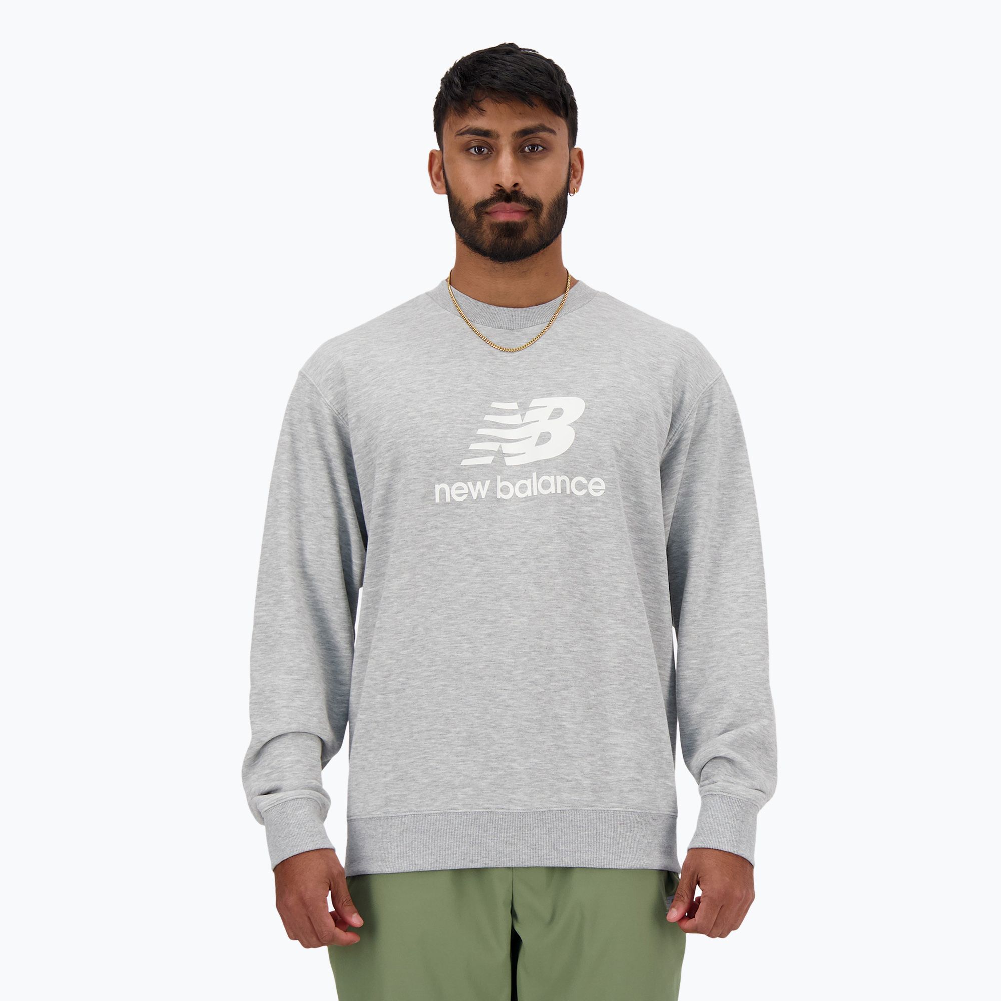 Bluza męska New Balance Stacked Logo French Terry Crew athletic grey 