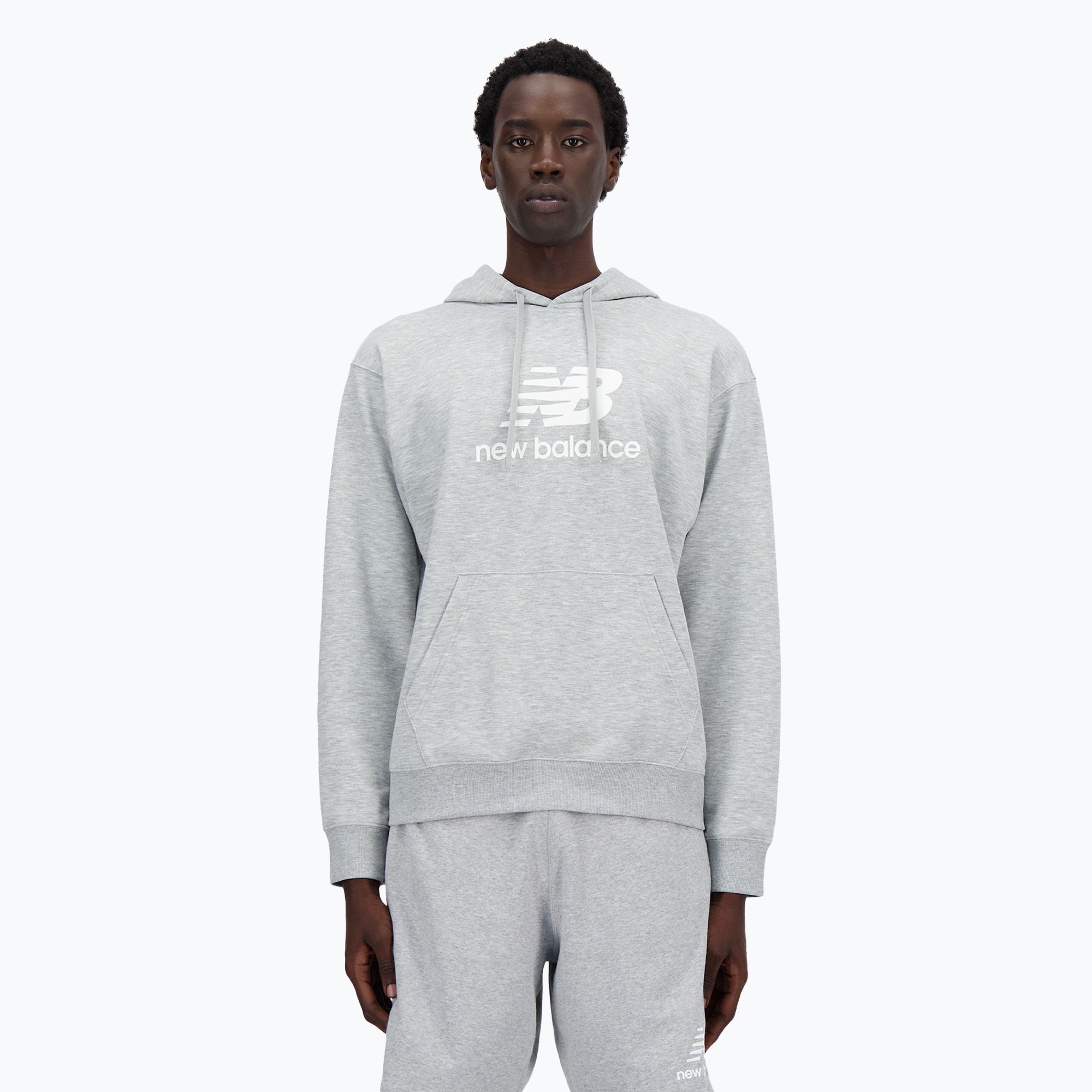 Bluza męska New Balance Stacked Logo French Terry Hoodie athletic grey 