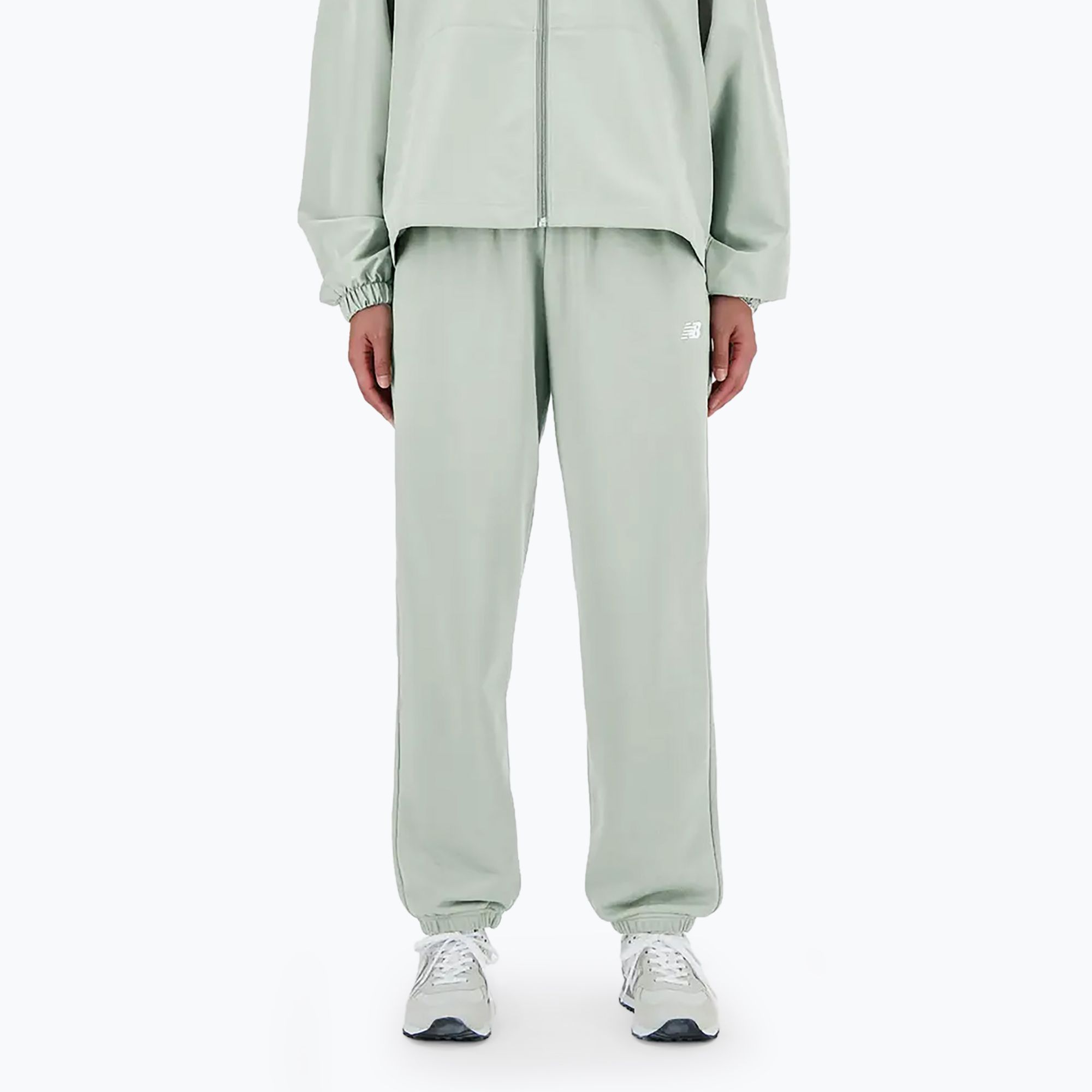 Spodnie damskie New Balance French Terry Jogger natural mint 
