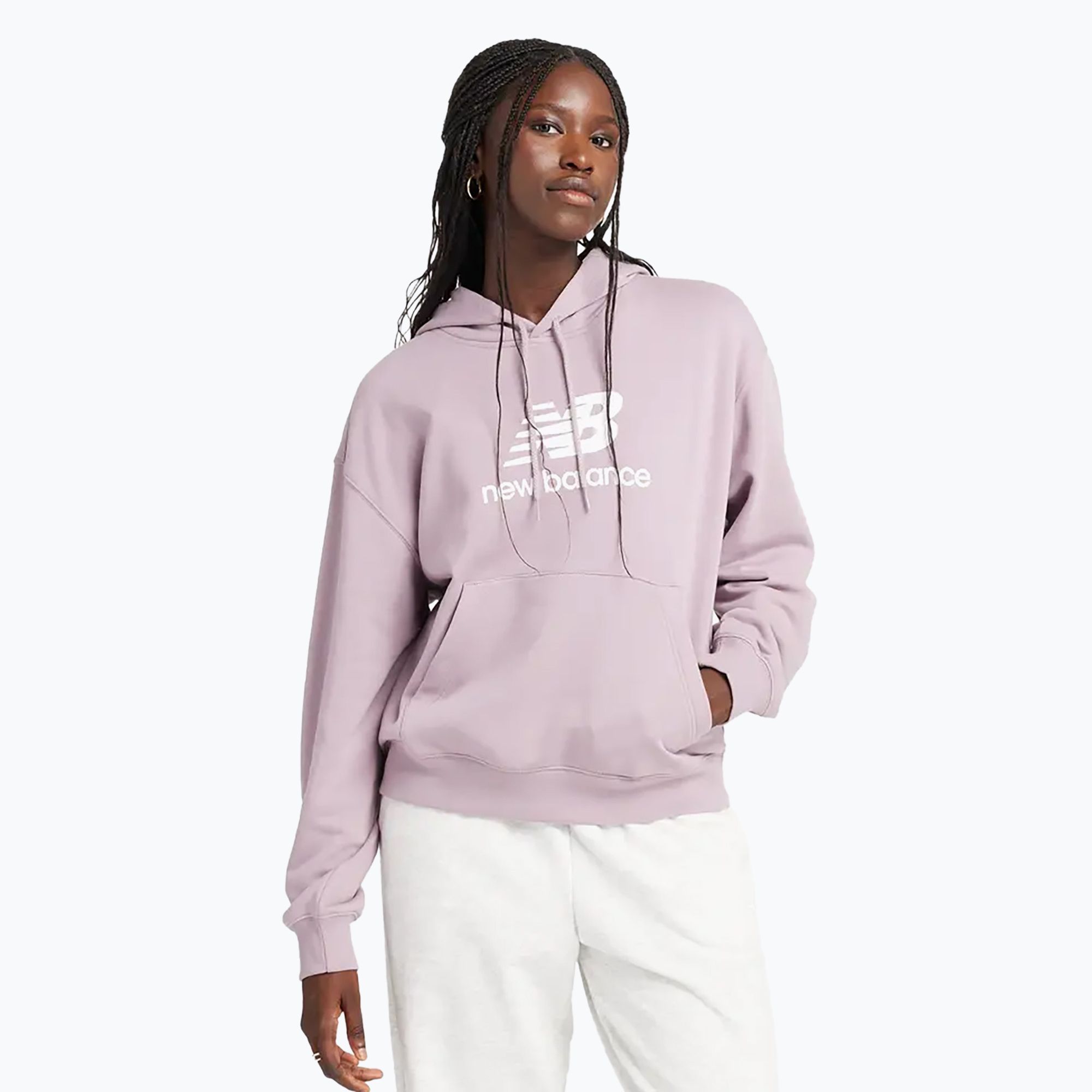 Bluza damska New Balance French Terry Stacked Logo Hoodie icewine 
