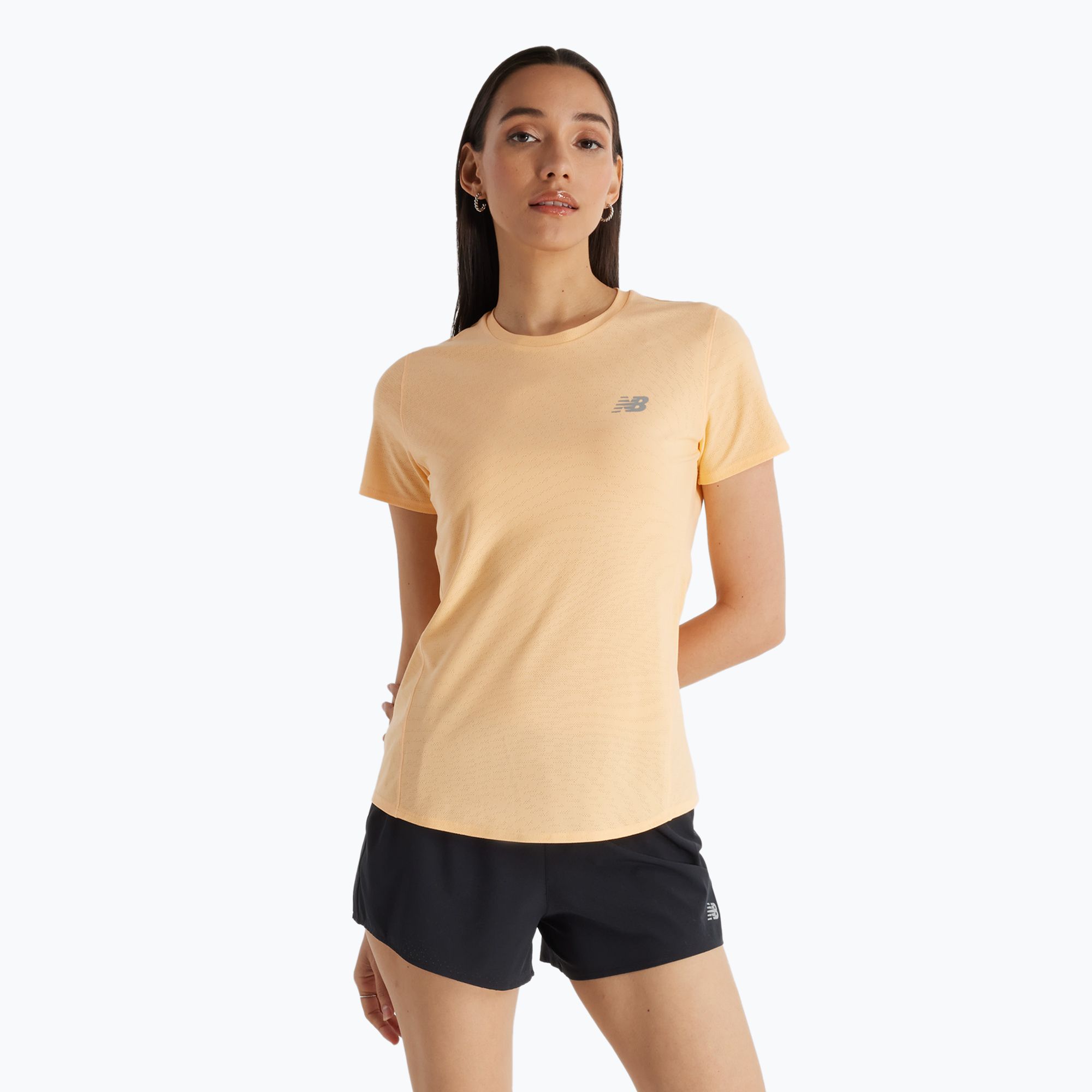 Koszulka do biegania damska New Balance Jacquard Slim peach blossom 