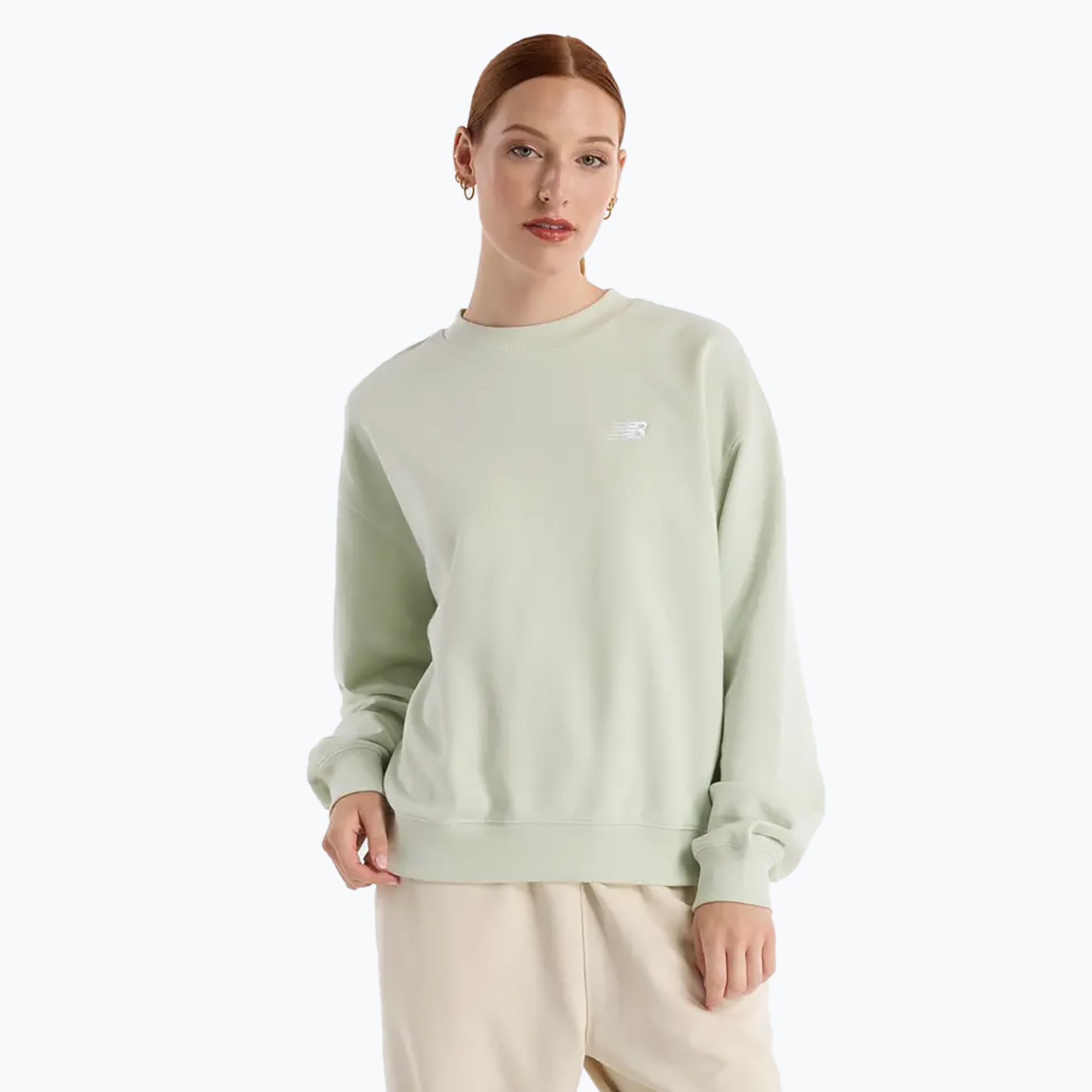 Bluza damska New Balance French Terry Small Logo natural mint 