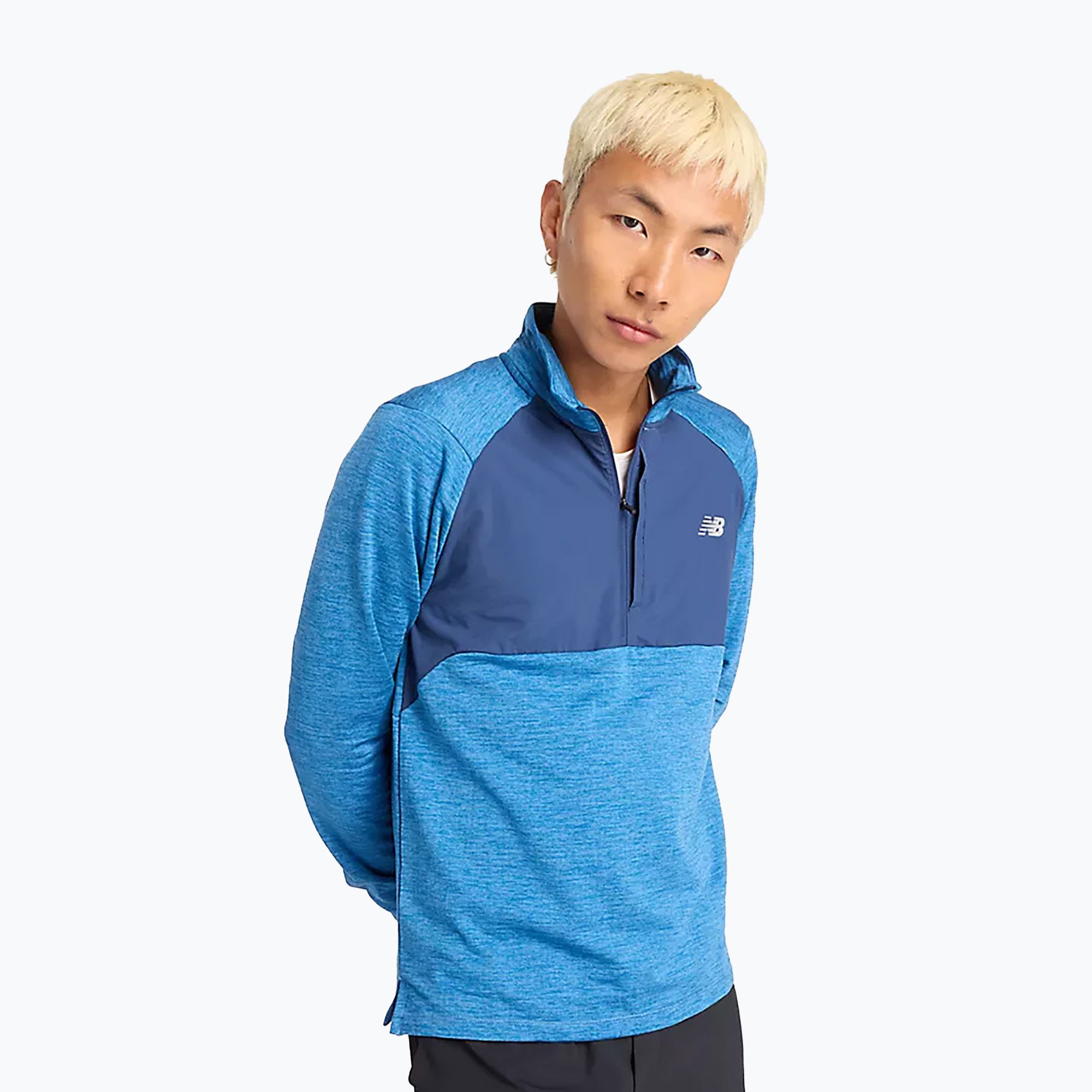 Longsleeve do biegania męski New Balance Athletics Heat Grid 1/2 Zip heron blue 