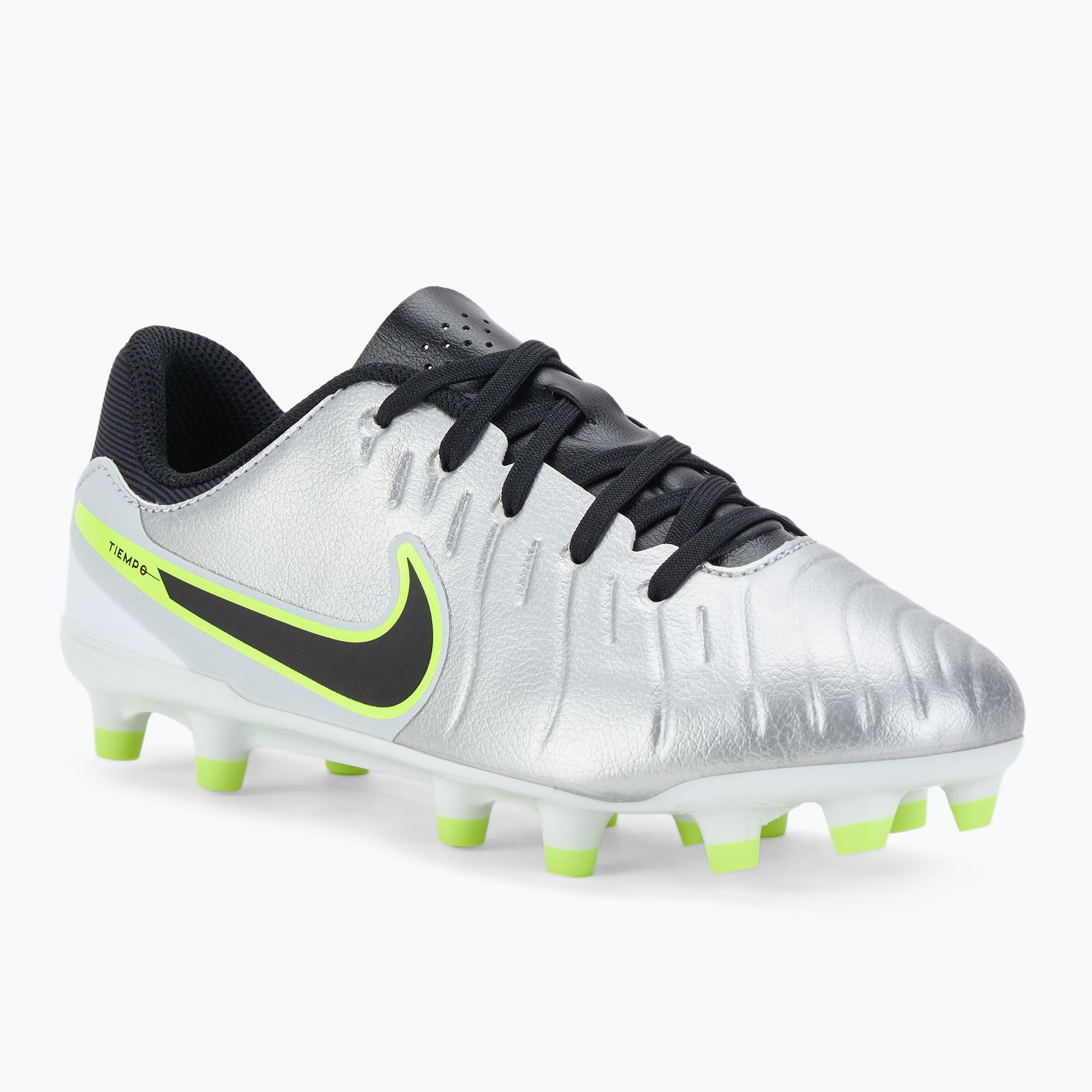 Buty piłkarskie dziecięce Nike Tiempo Legend 10 Academy FG/MG metallic silver/volt/black 